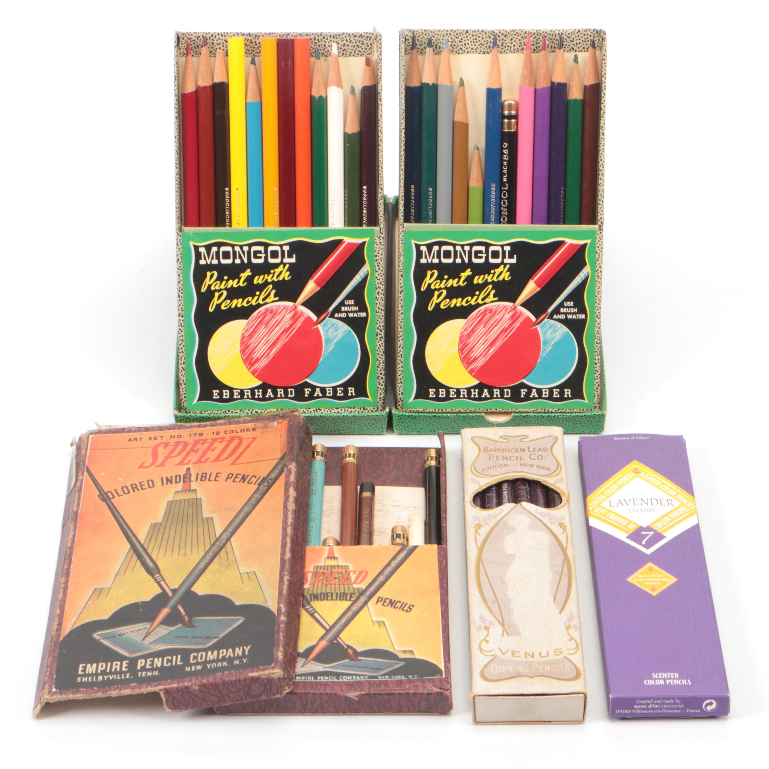 Eberhard Faber "Mongol" Water Soluble Colored Pencils with Other Colored Pencils