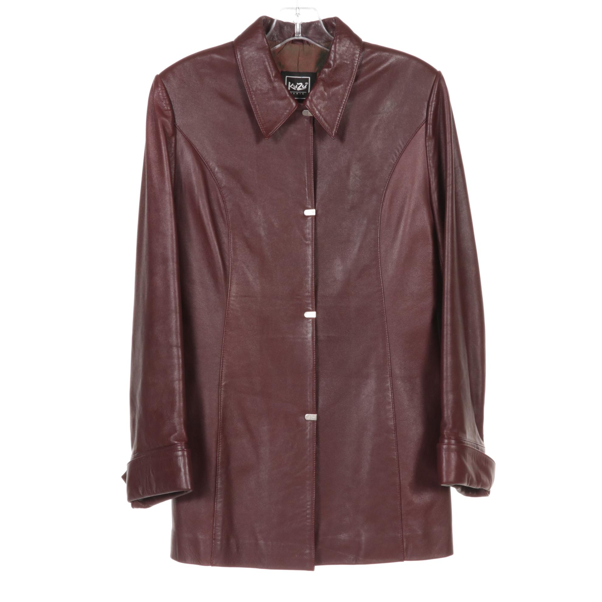 Kuzu Paris Burgundy Leather Jacket and Lululemon Jacket With Met Museum Scarf