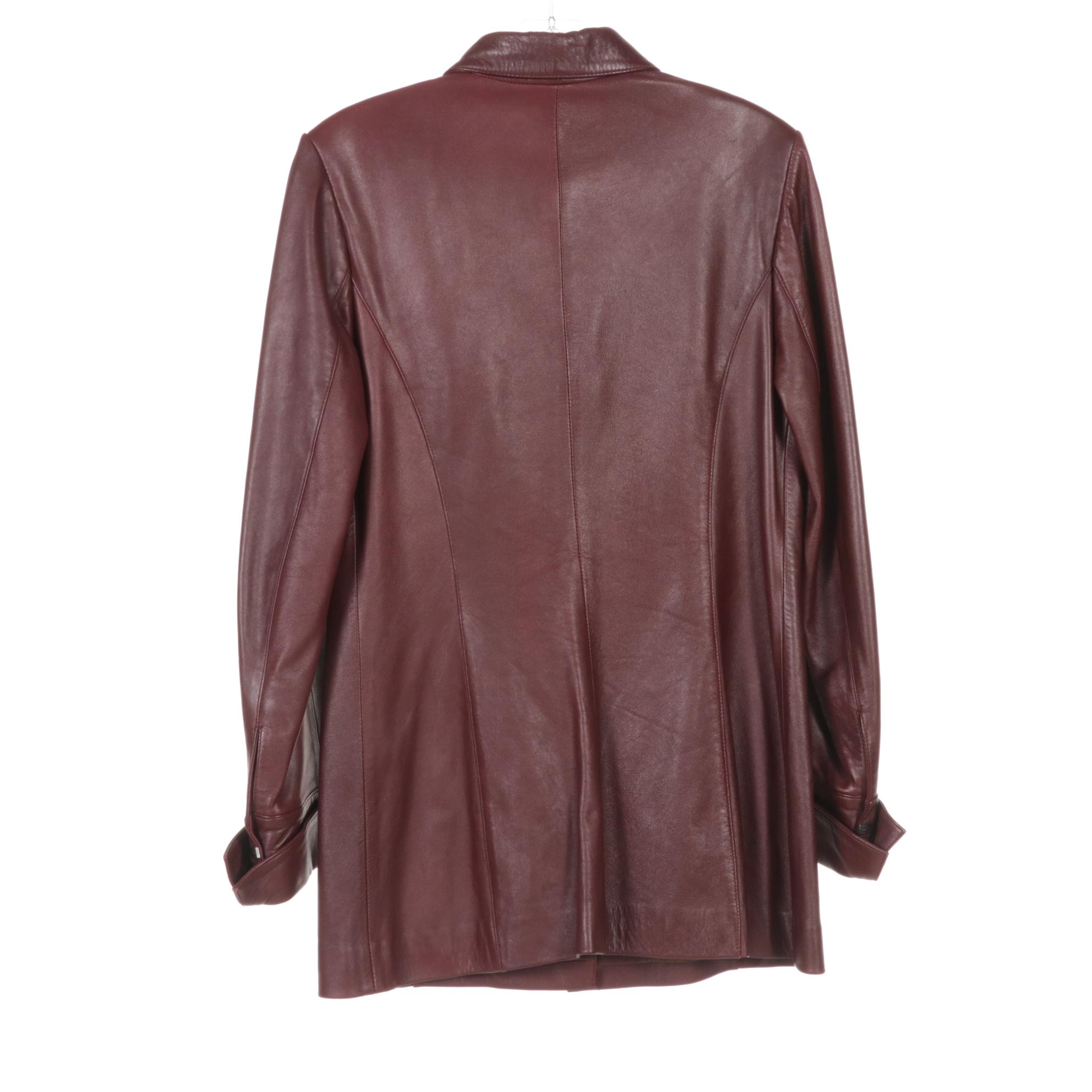 Kuzu Paris Burgundy Leather Jacket and Lululemon Jacket With Met Museum Scarf