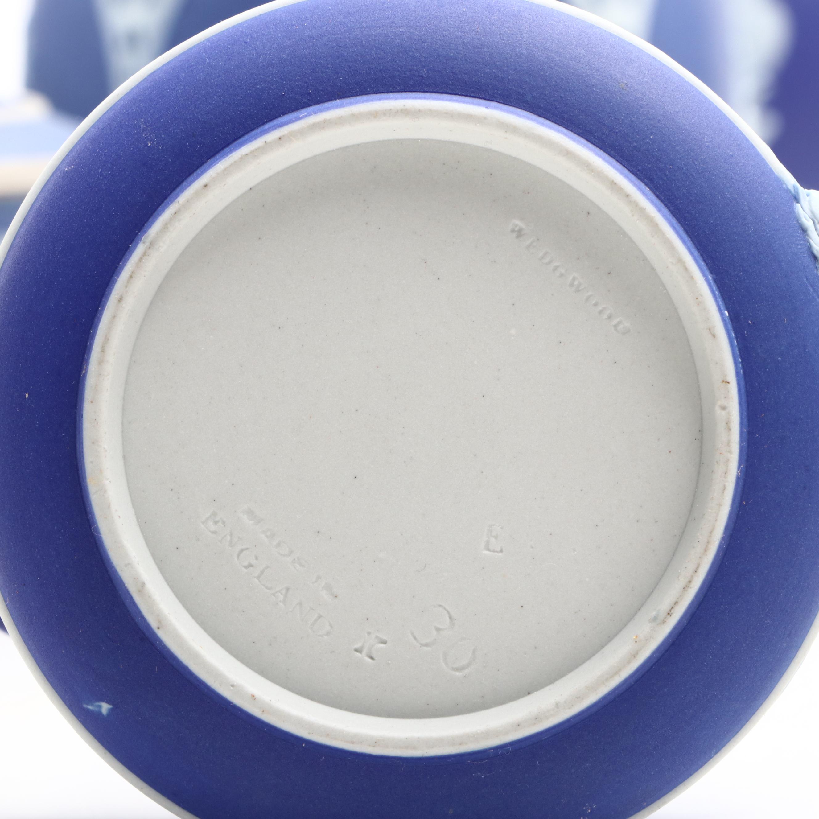 Wedgwood Jasperware Teapot with Jugs and Lidded Jar, 20th Century