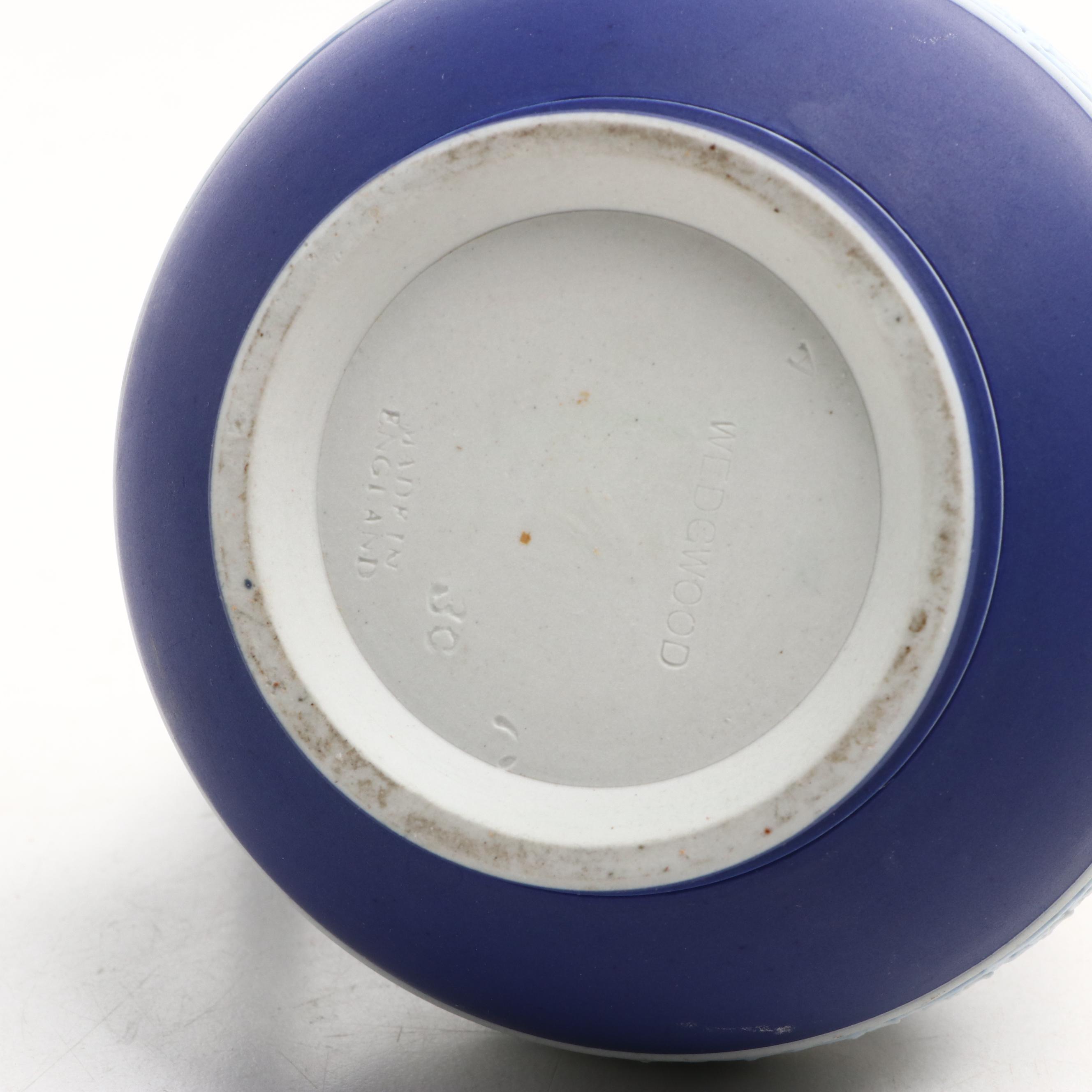 Wedgwood Jasperware Teapot with Jugs and Lidded Jar, 20th Century