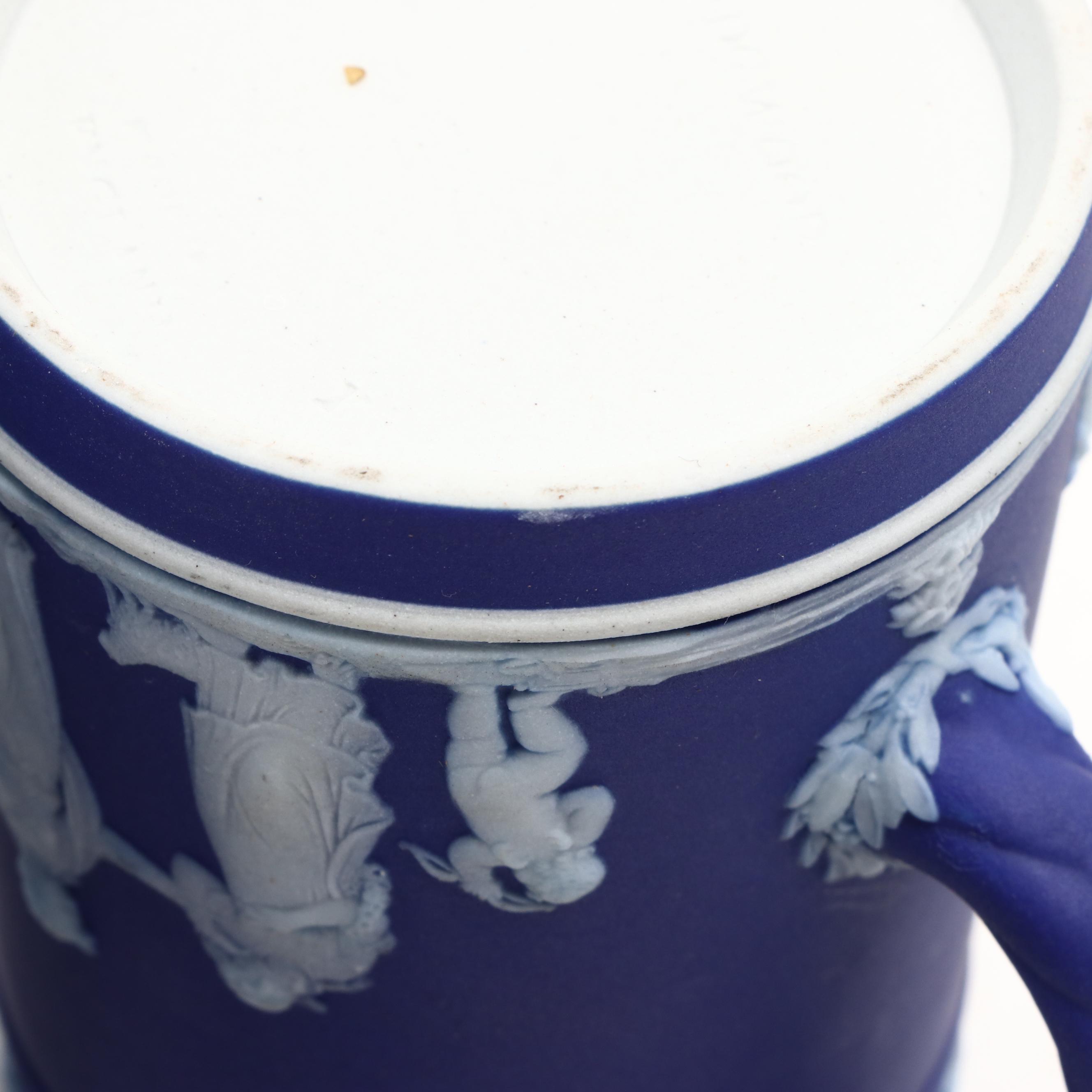 Wedgwood Jasperware Teapot with Jugs and Lidded Jar, 20th Century