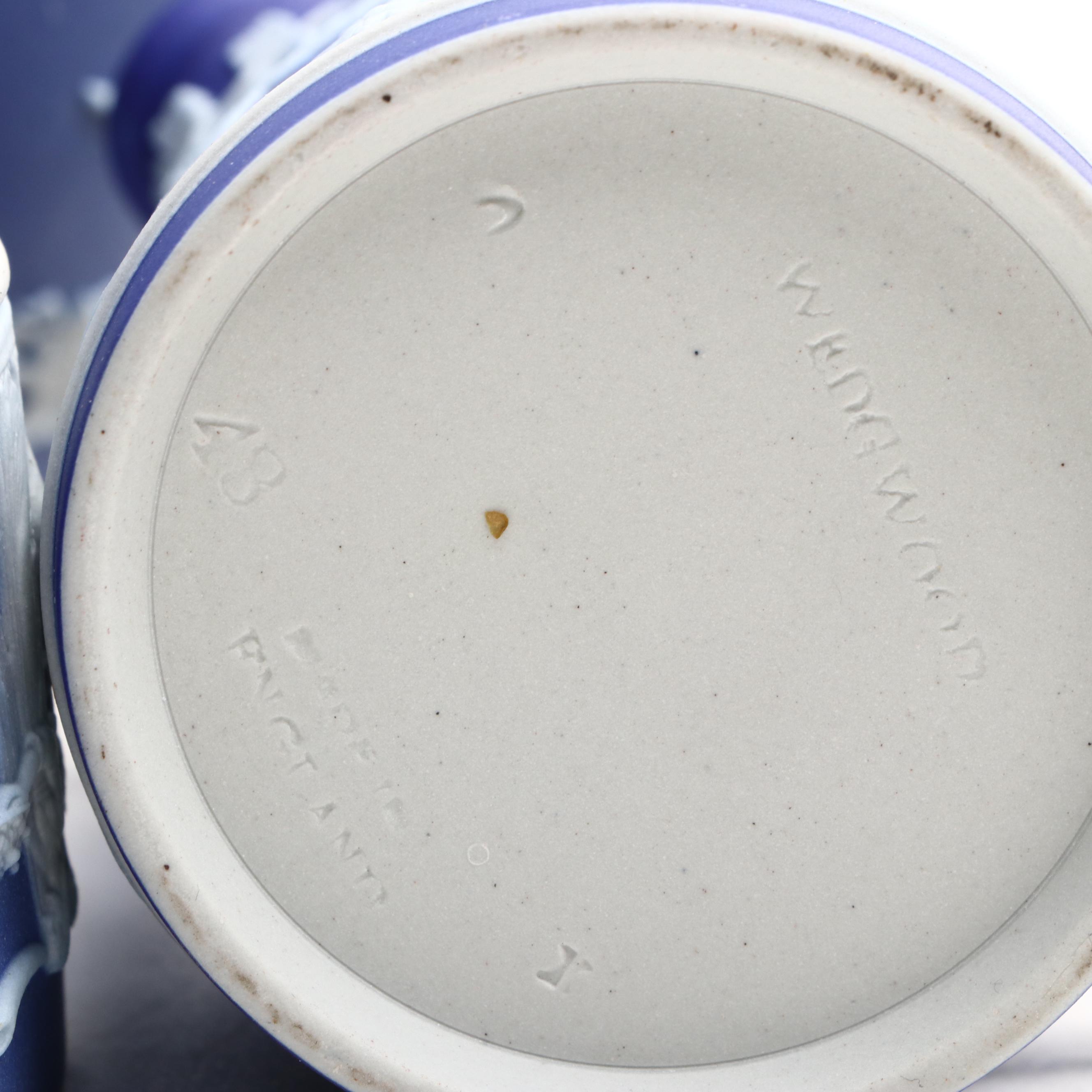 Wedgwood Jasperware Teapot with Jugs and Lidded Jar, 20th Century