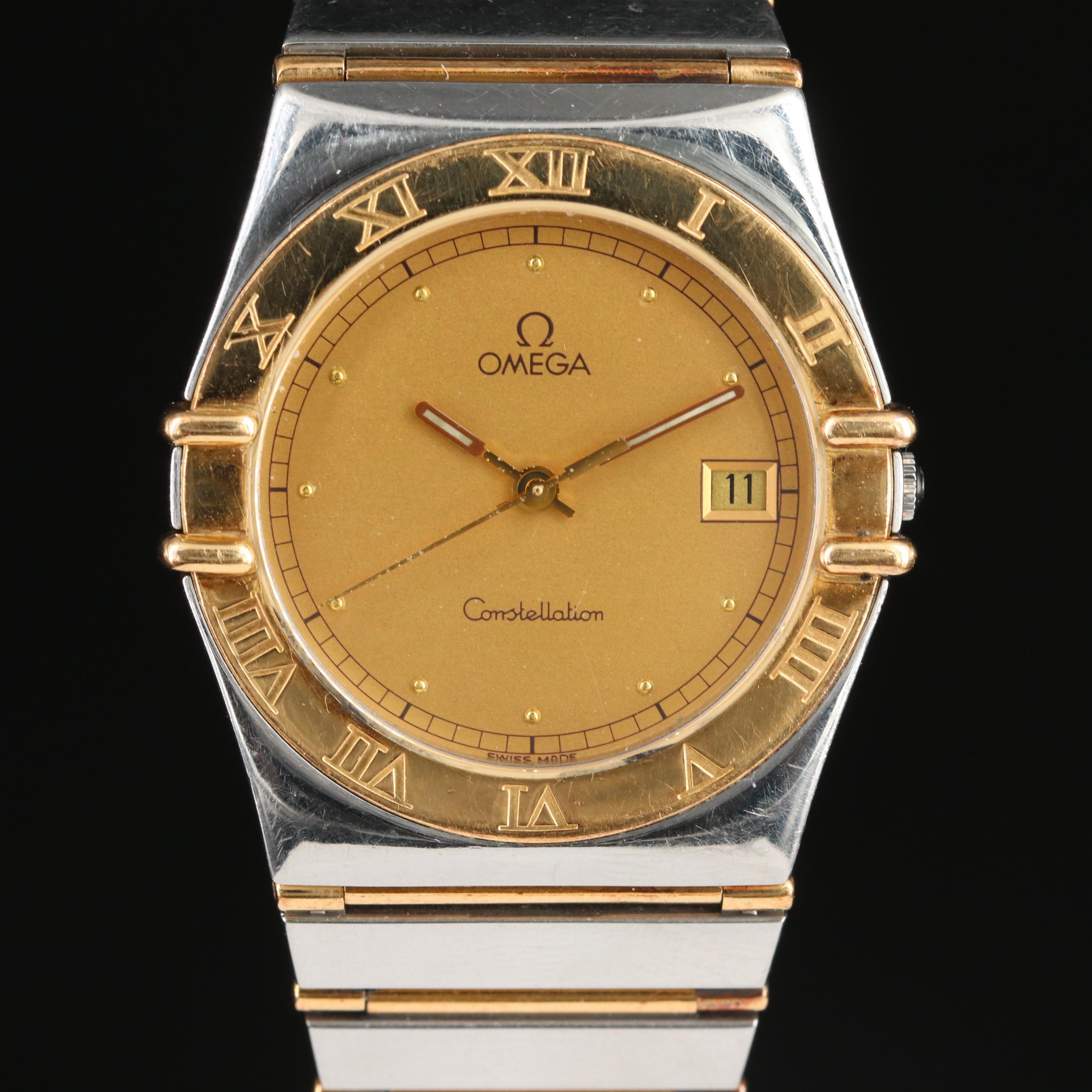 1993 Omega Constellation 18K Gold and Steel Quartz Watch