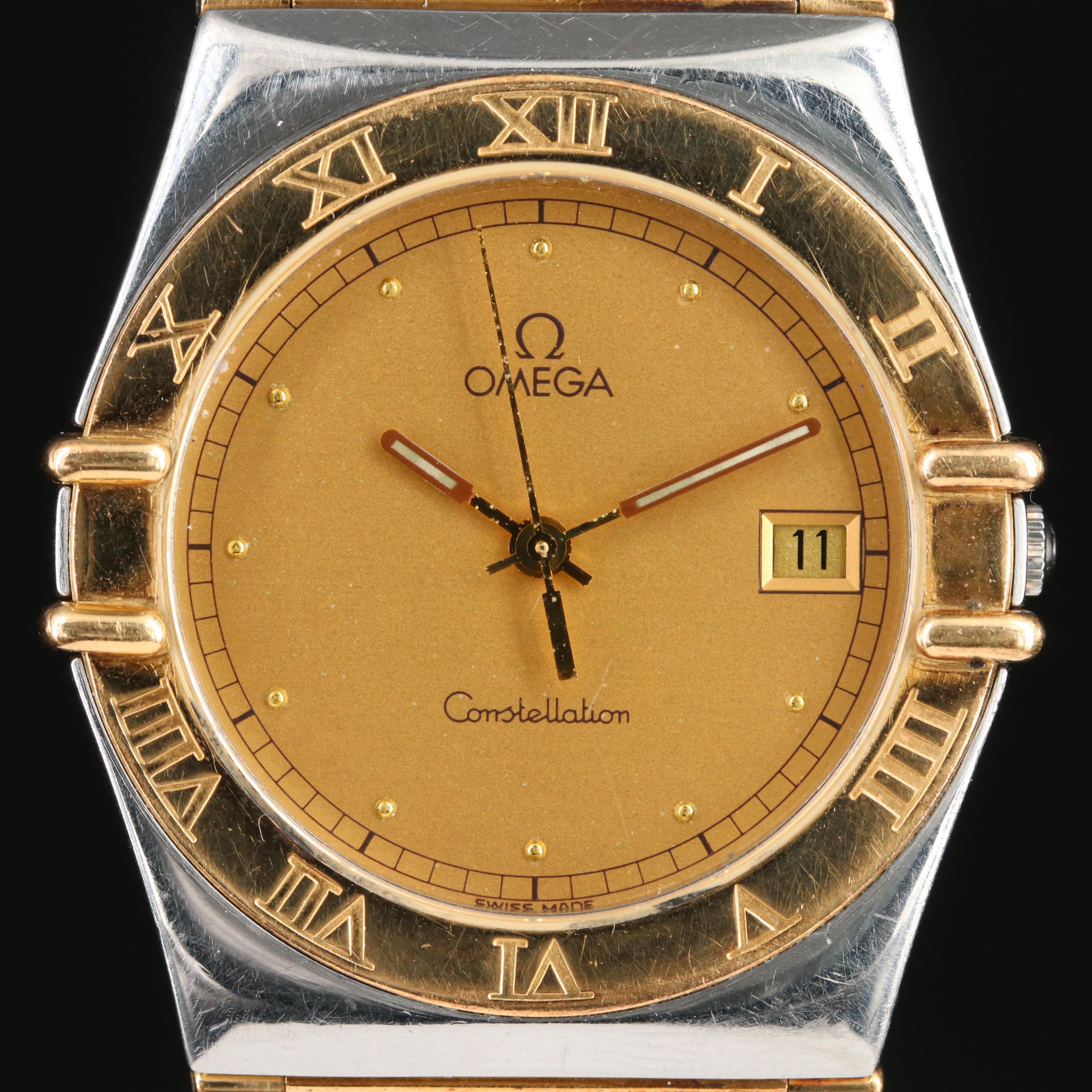 1993 Omega Constellation 18K Gold and Steel Quartz Watch