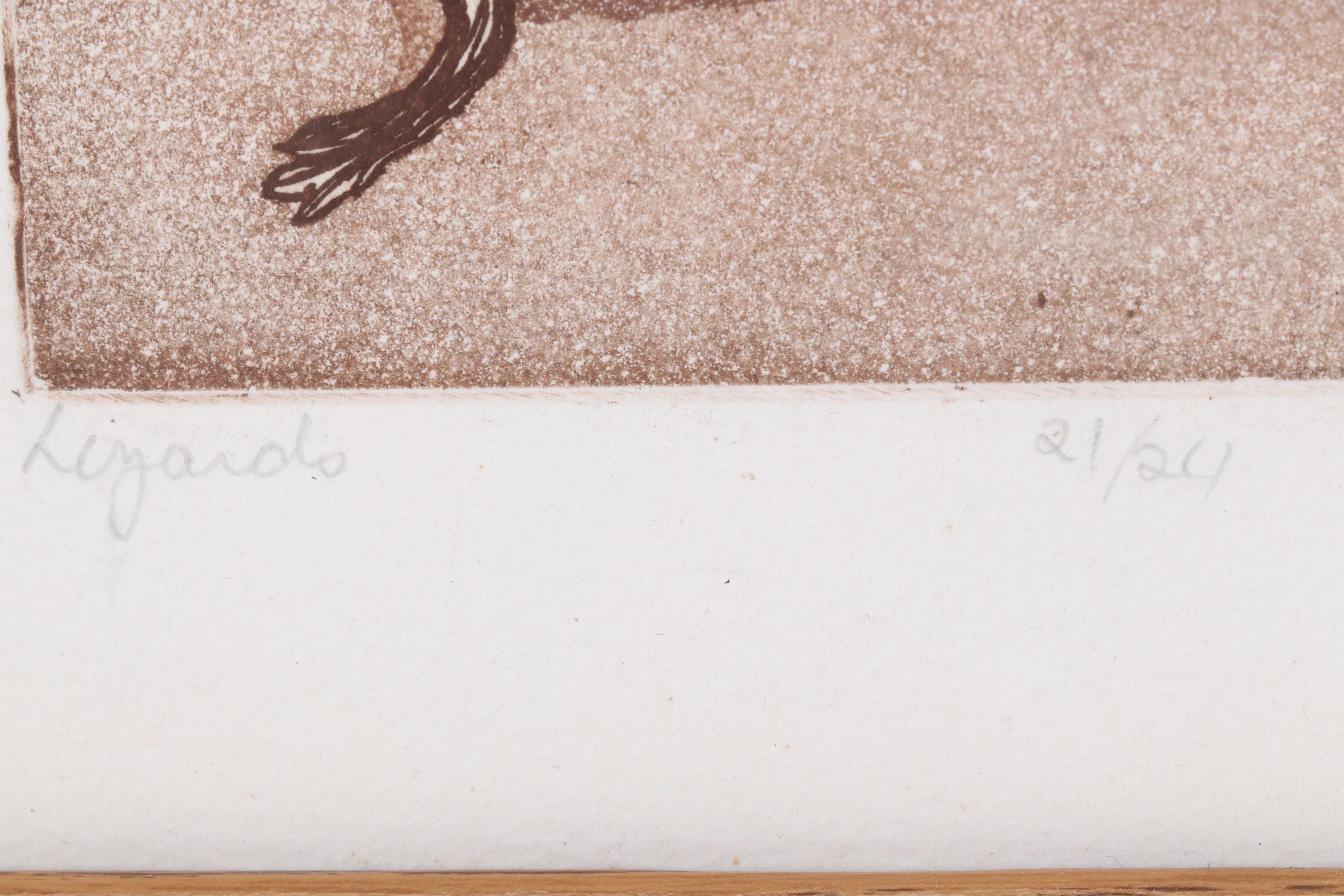 Sparrow Color Woodcut Print "Lizards," 1978