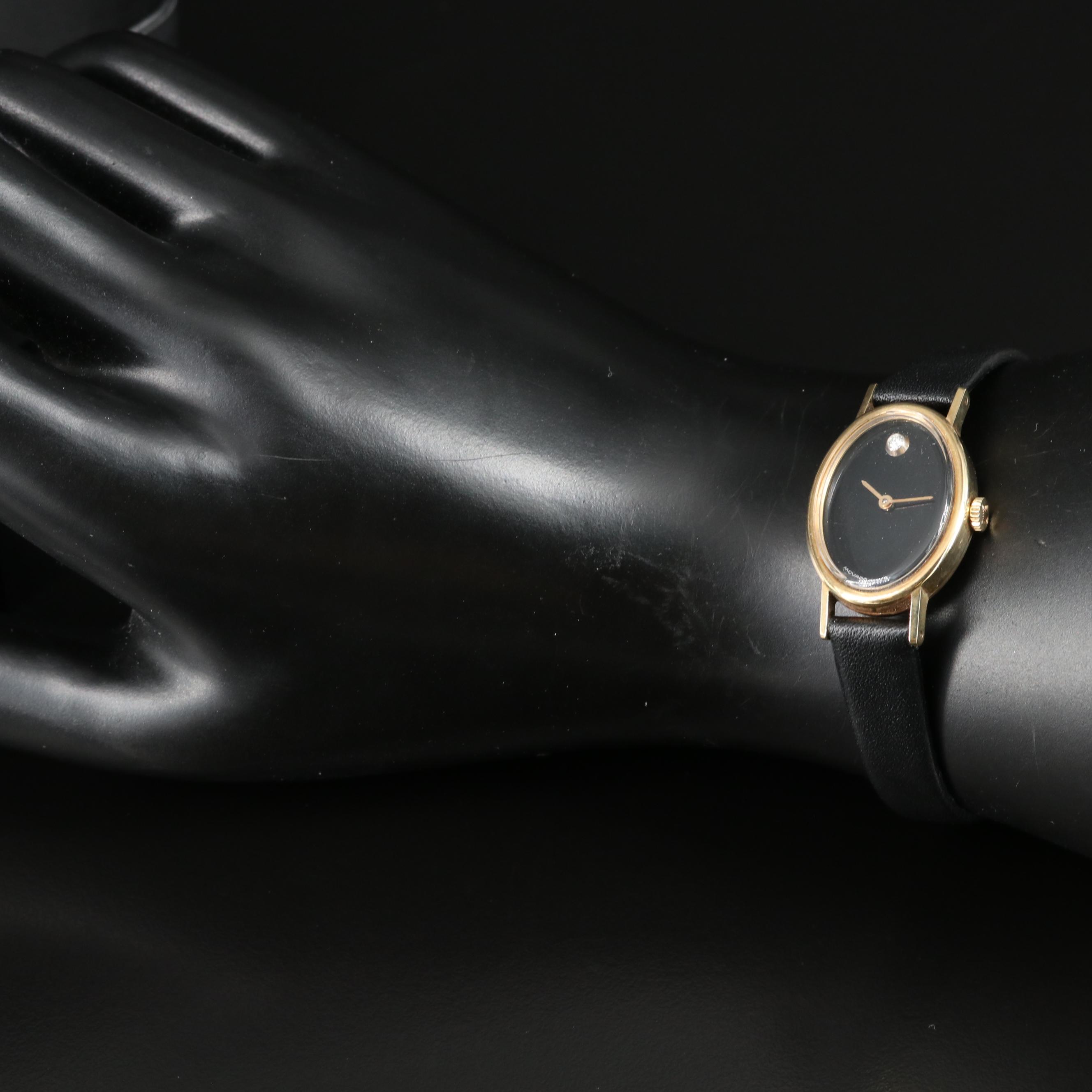 Vintage 14K Movado Zenith Diamond Dial Watch