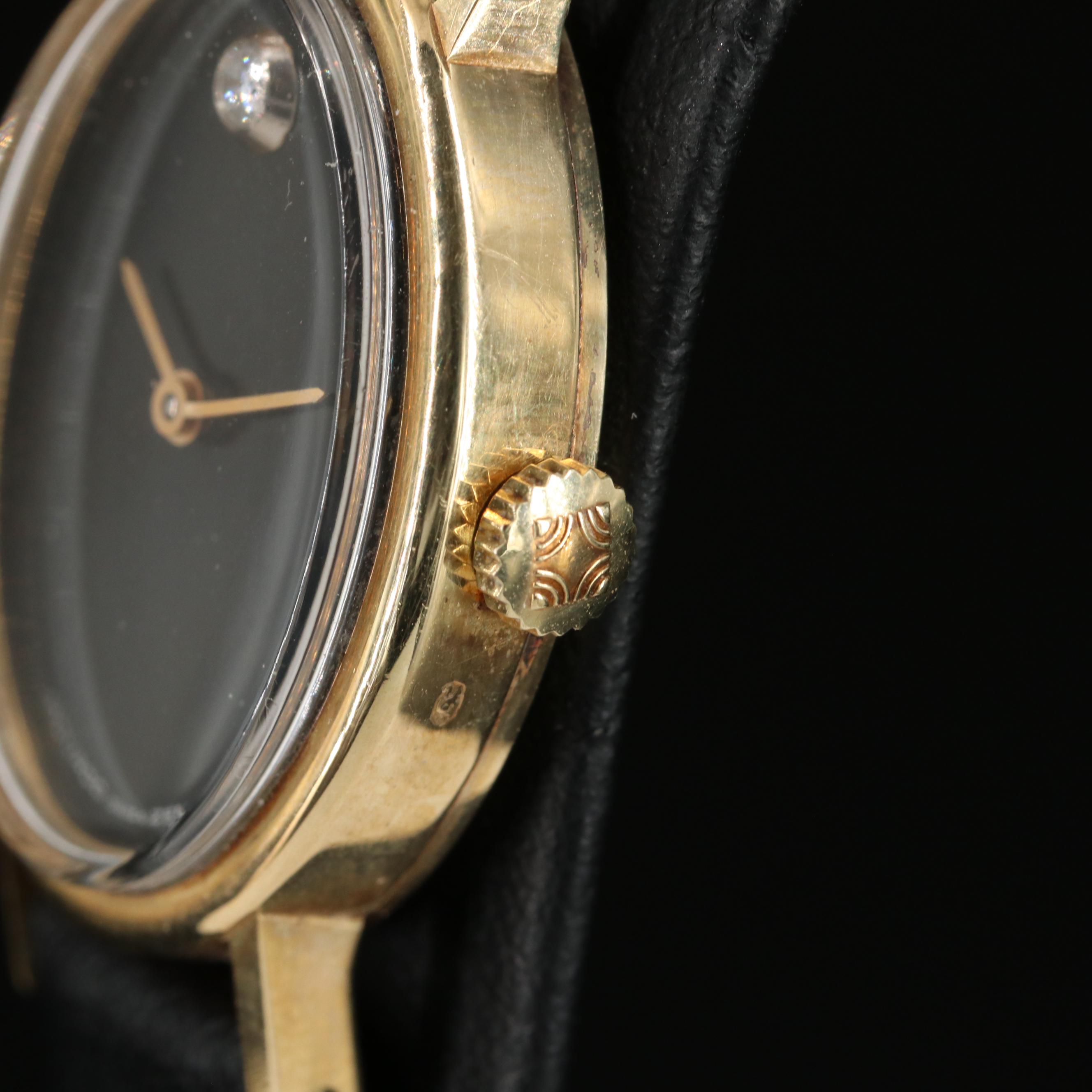 Vintage 14K Movado Zenith Diamond Dial Watch