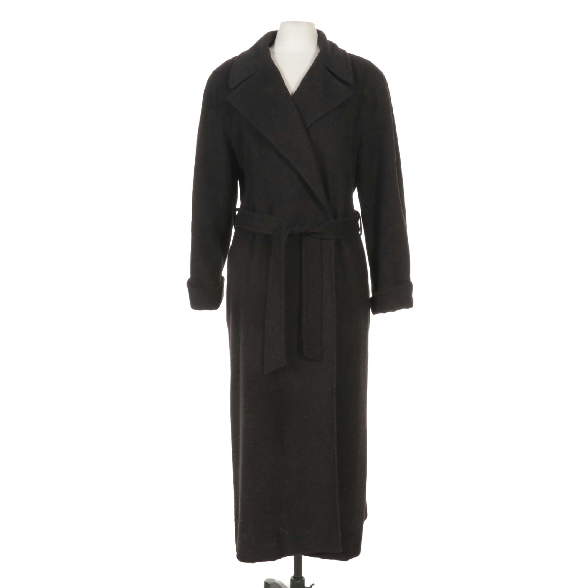 Lauren Ralph Lauren Charcoal Camel Hair Belted Coat