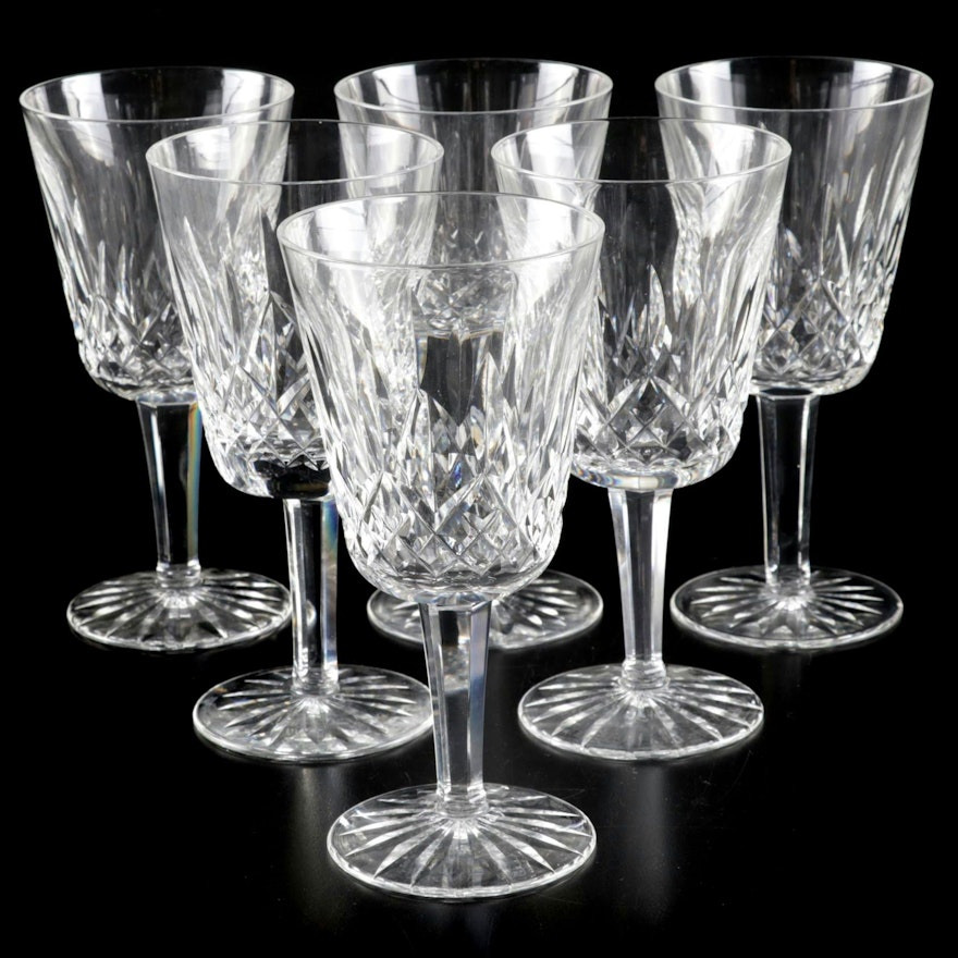 Six Waterford "Lismore" Crystal Water Goblets