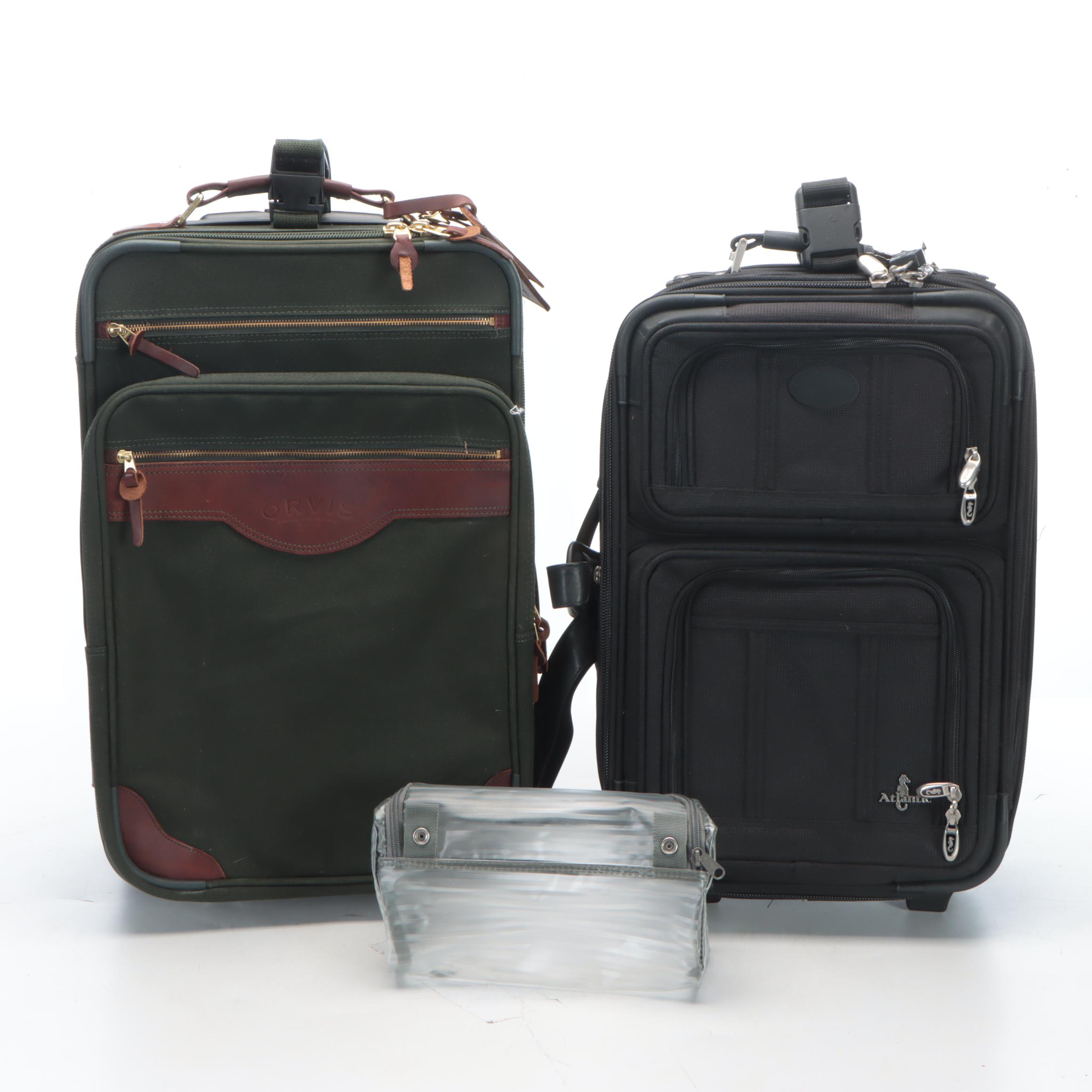 Orvis Olive Green Canvas 22" Suitcase, Atlantic Black 20" Rolling Luggage