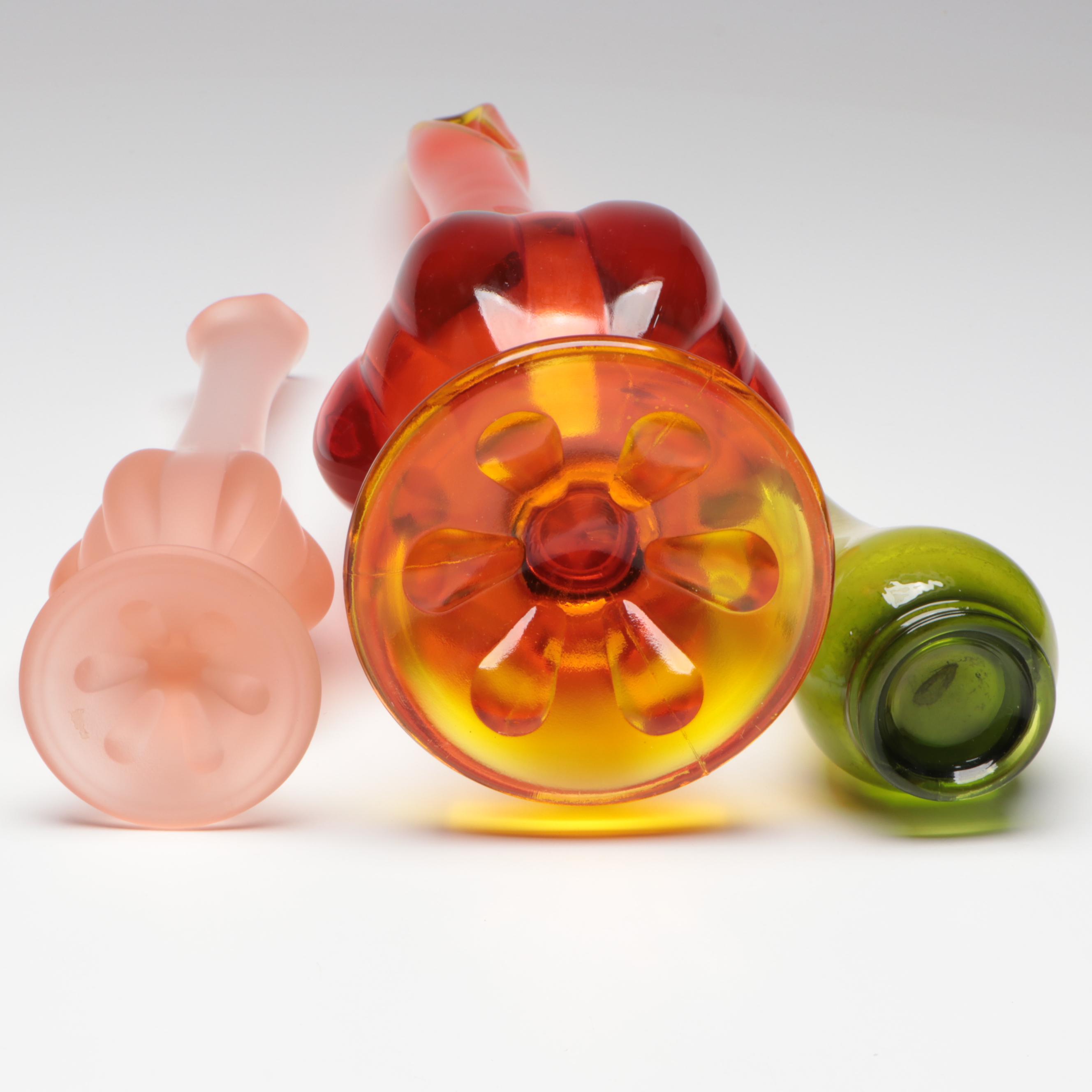 Viking and Other Mid Century Modern  Style Swung Glass Vases, Mid to Late 20th C