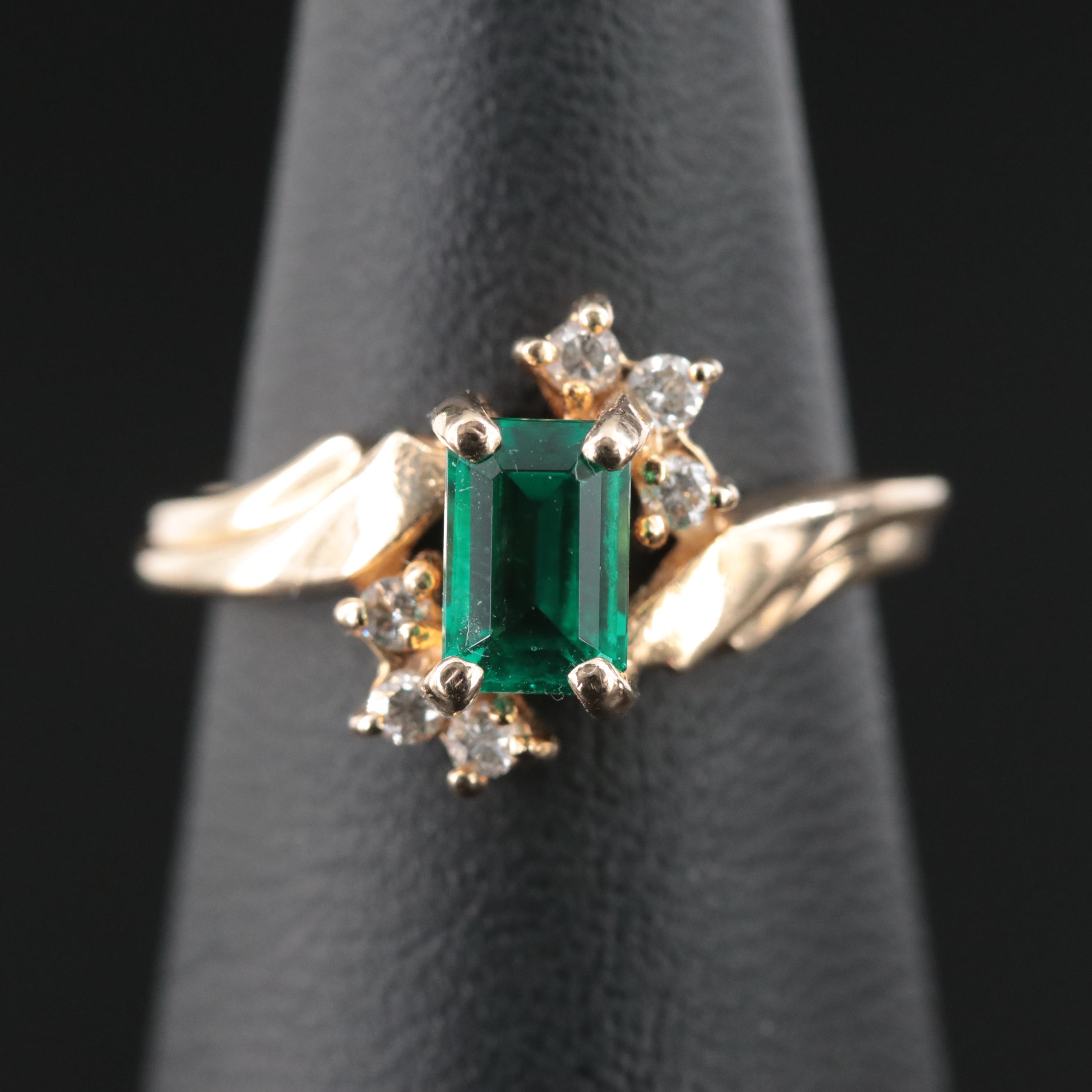 14K Emerald and Diamond Ring