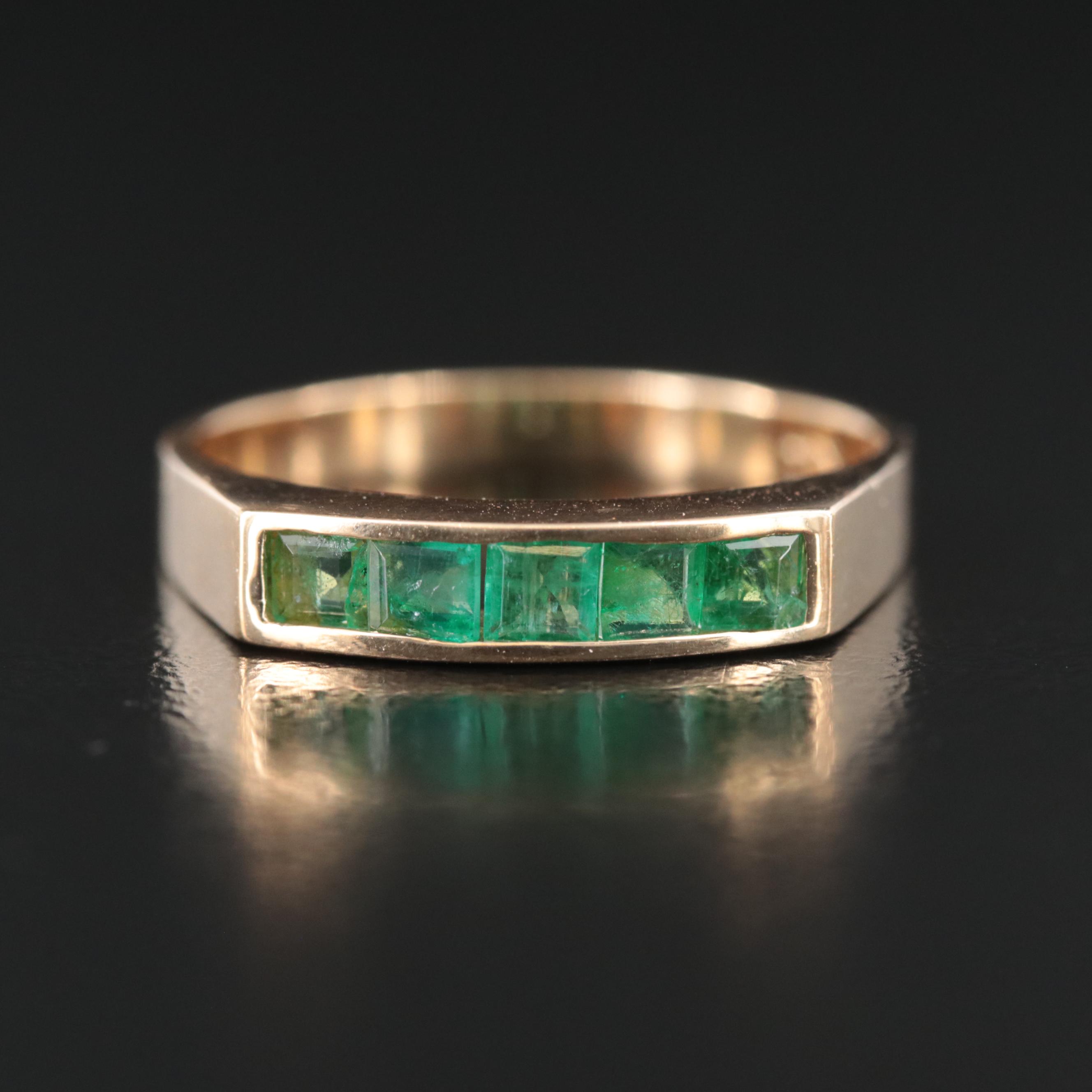 14K Emerald Channel Ring