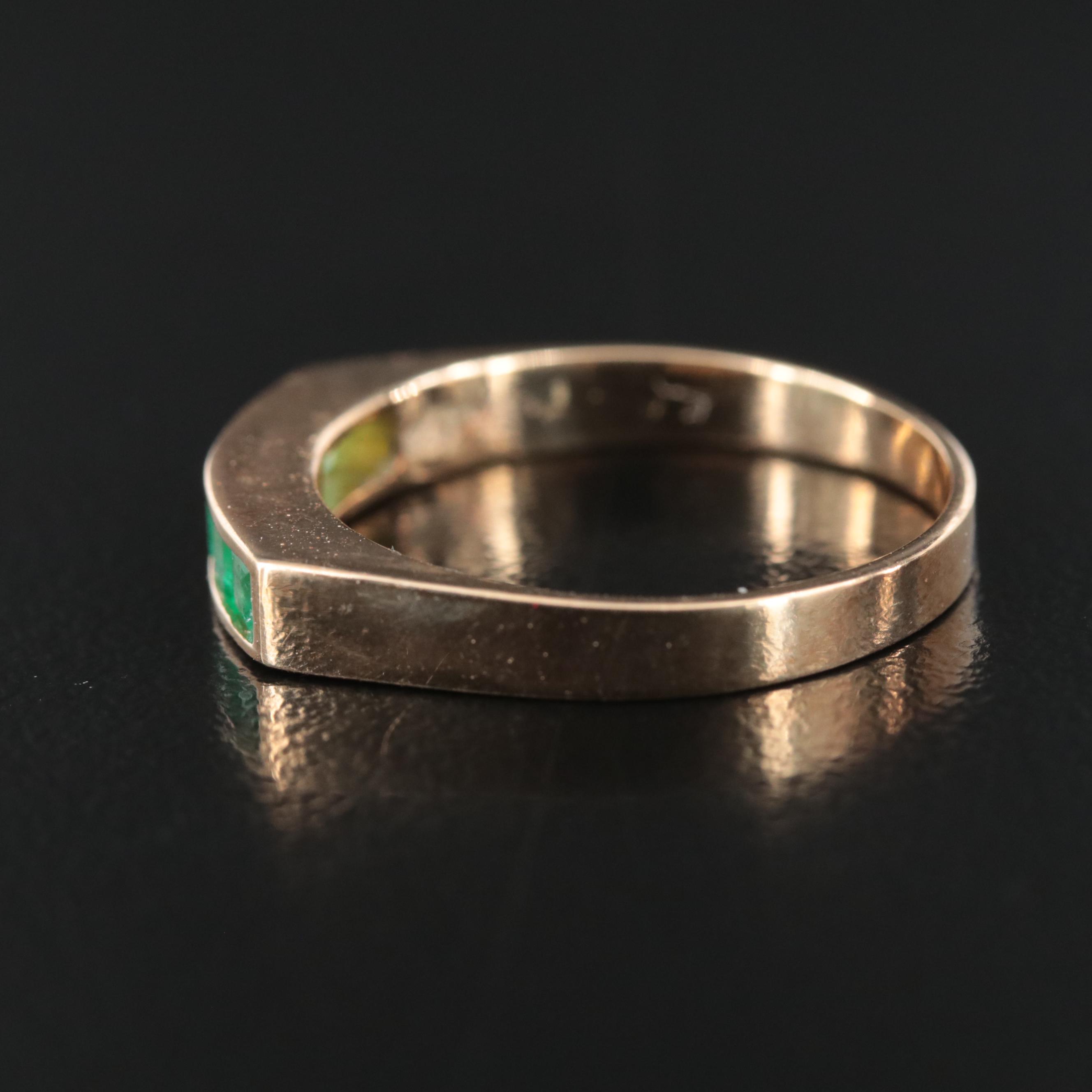 14K Emerald Channel Ring