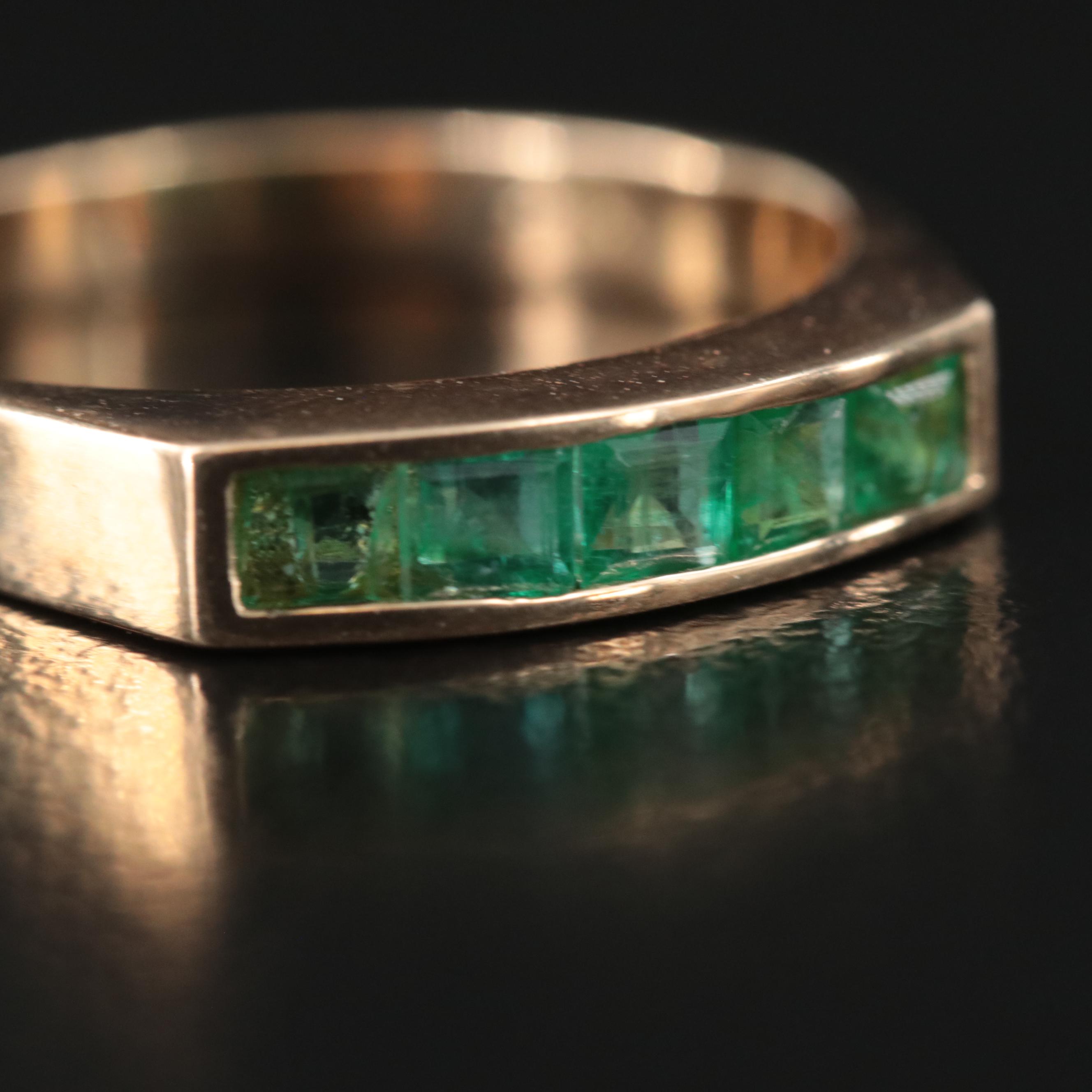 14K Emerald Channel Ring