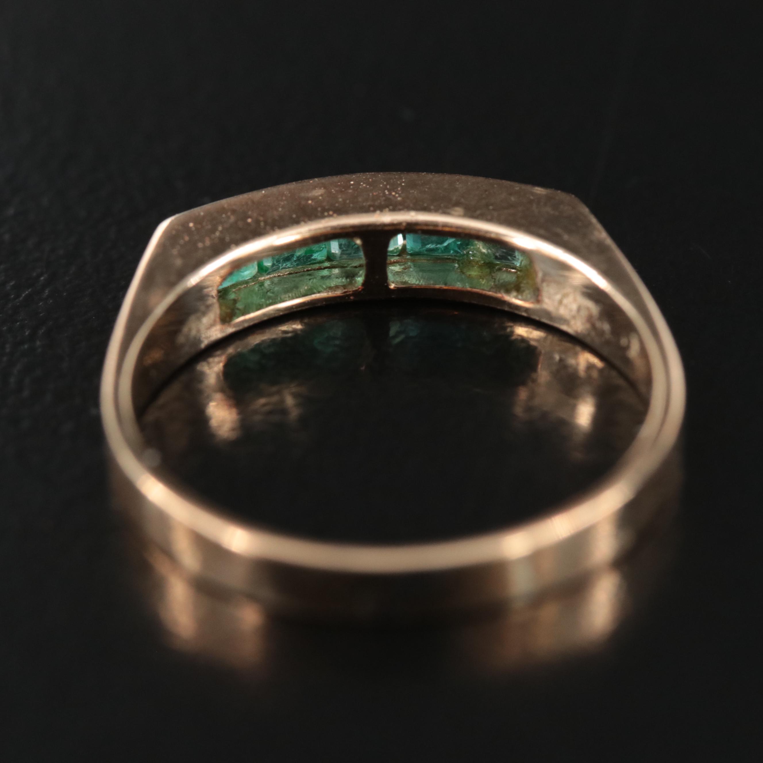 14K Emerald Channel Ring