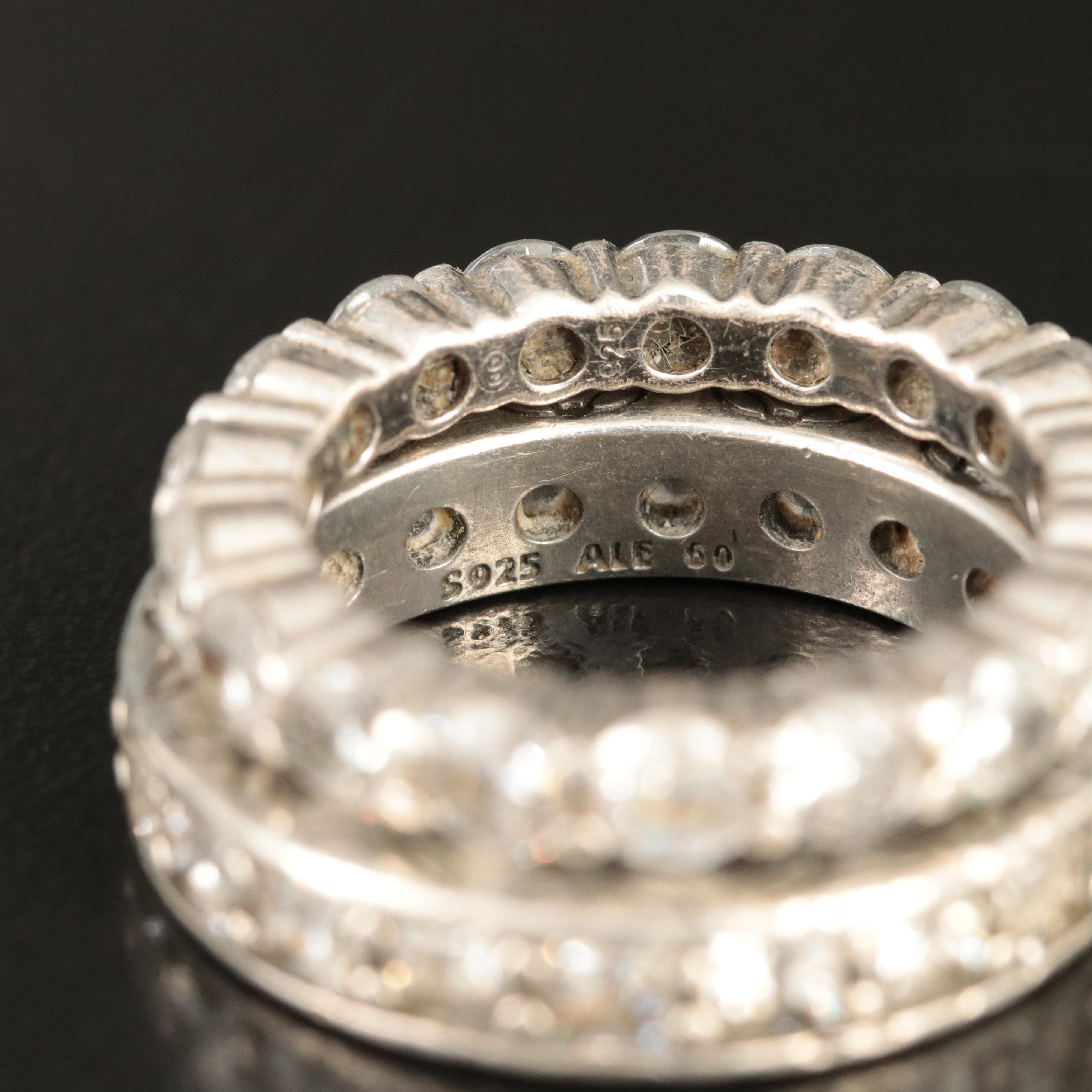 Sterling Rings and Stainless Steel Bracelet Including Rhinestone and CZ