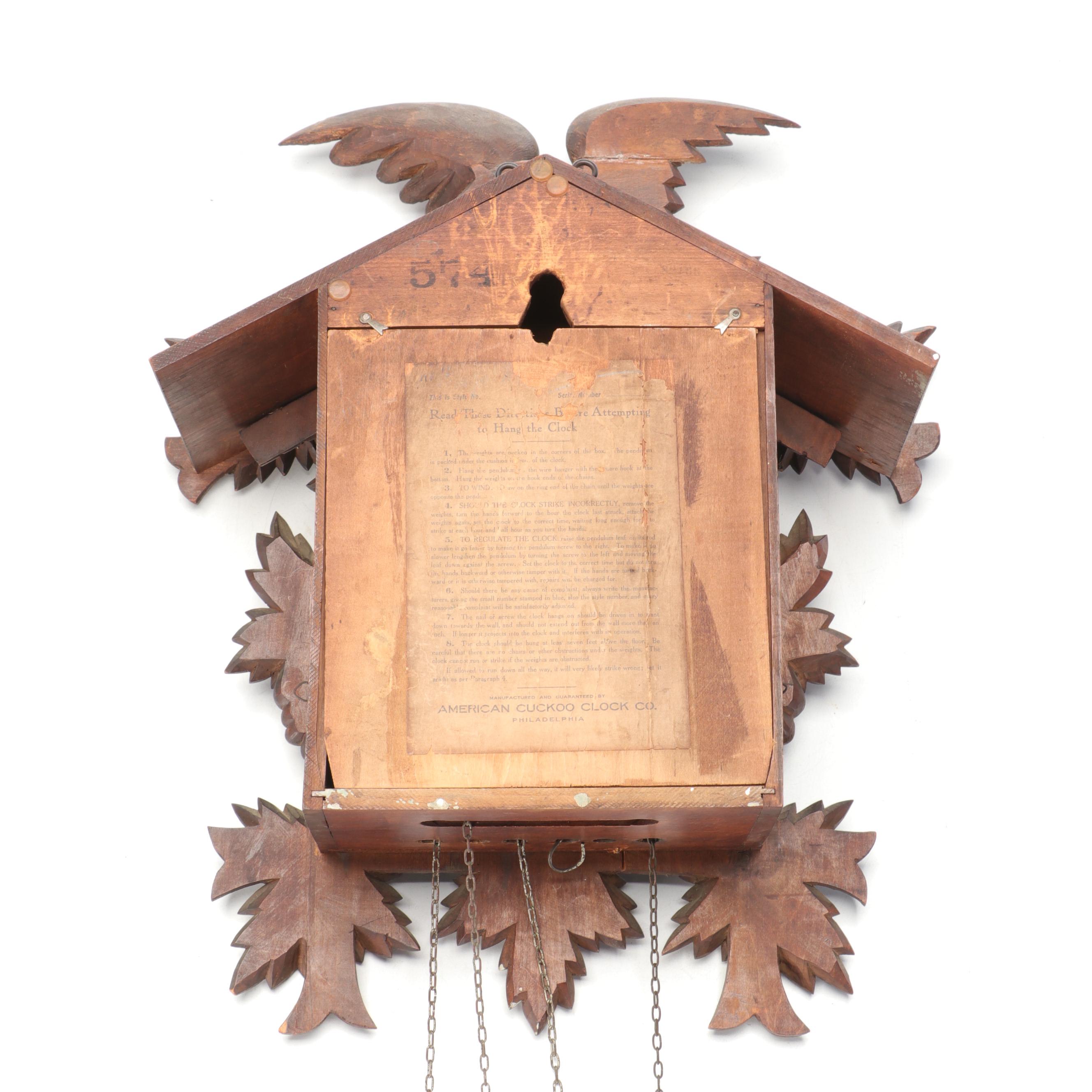 American Black Forest Style Wooden Cuckoo Clock