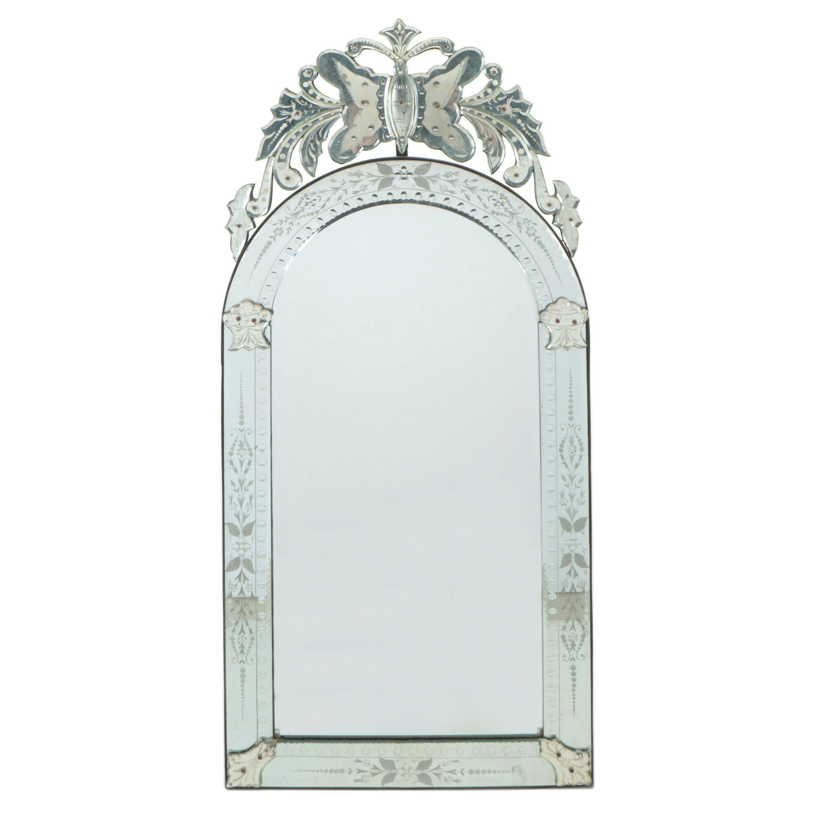 Venetian Style Etched Glass Wall Mirror