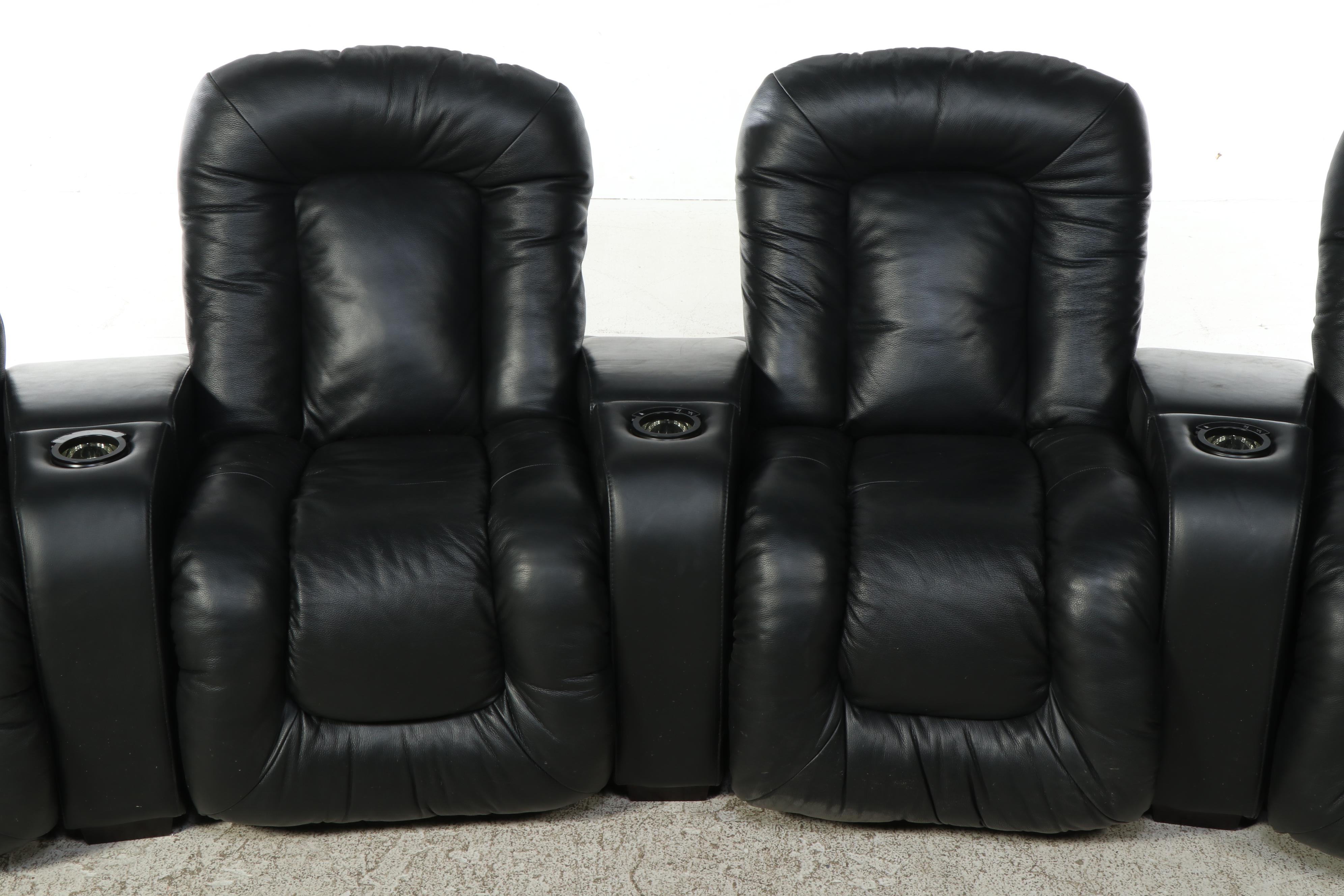 Palliser Leather Four-Seat Home Theater Power Recliners