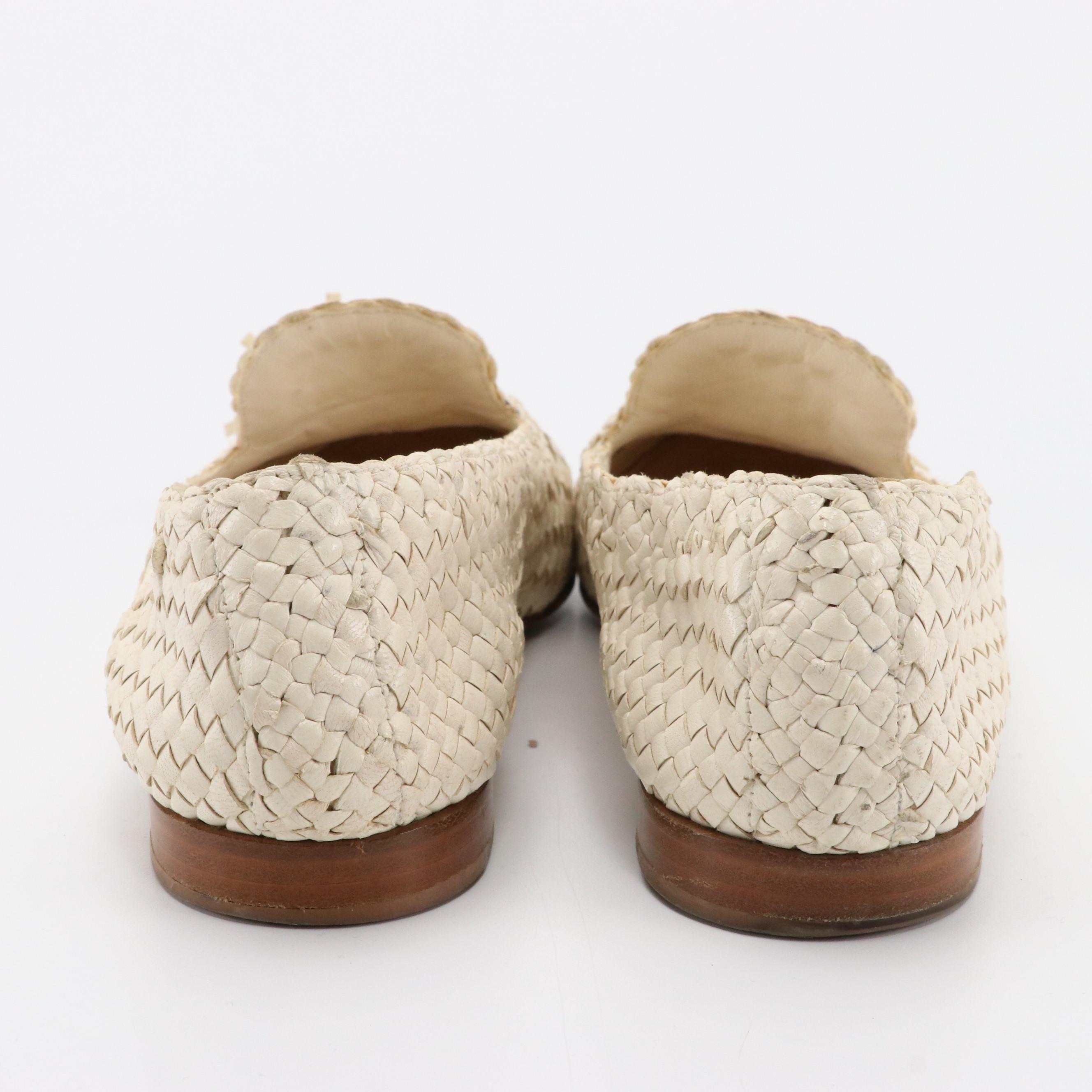 Prada White Woven Madras Tassel Loafer