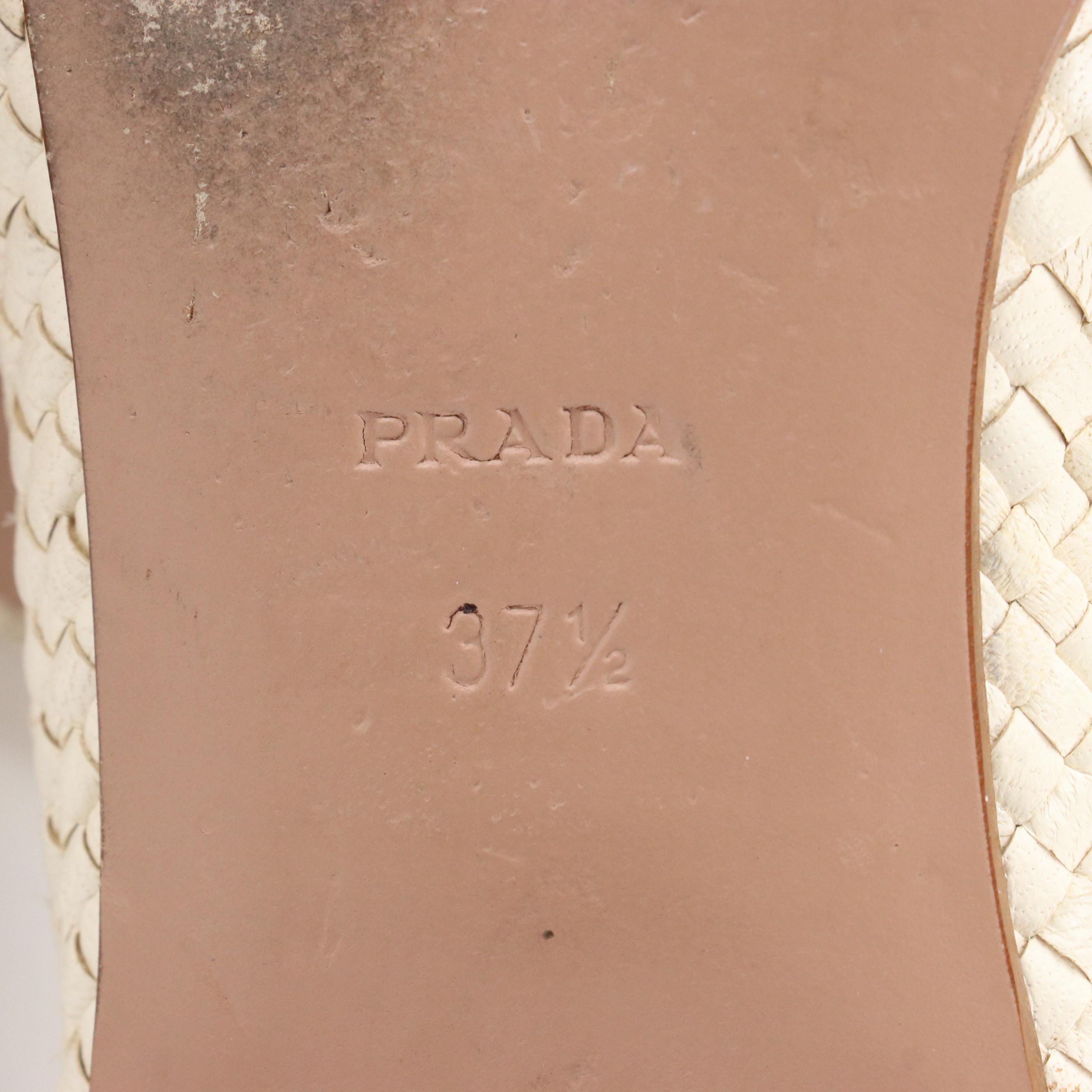 Prada White Woven Madras Tassel Loafer