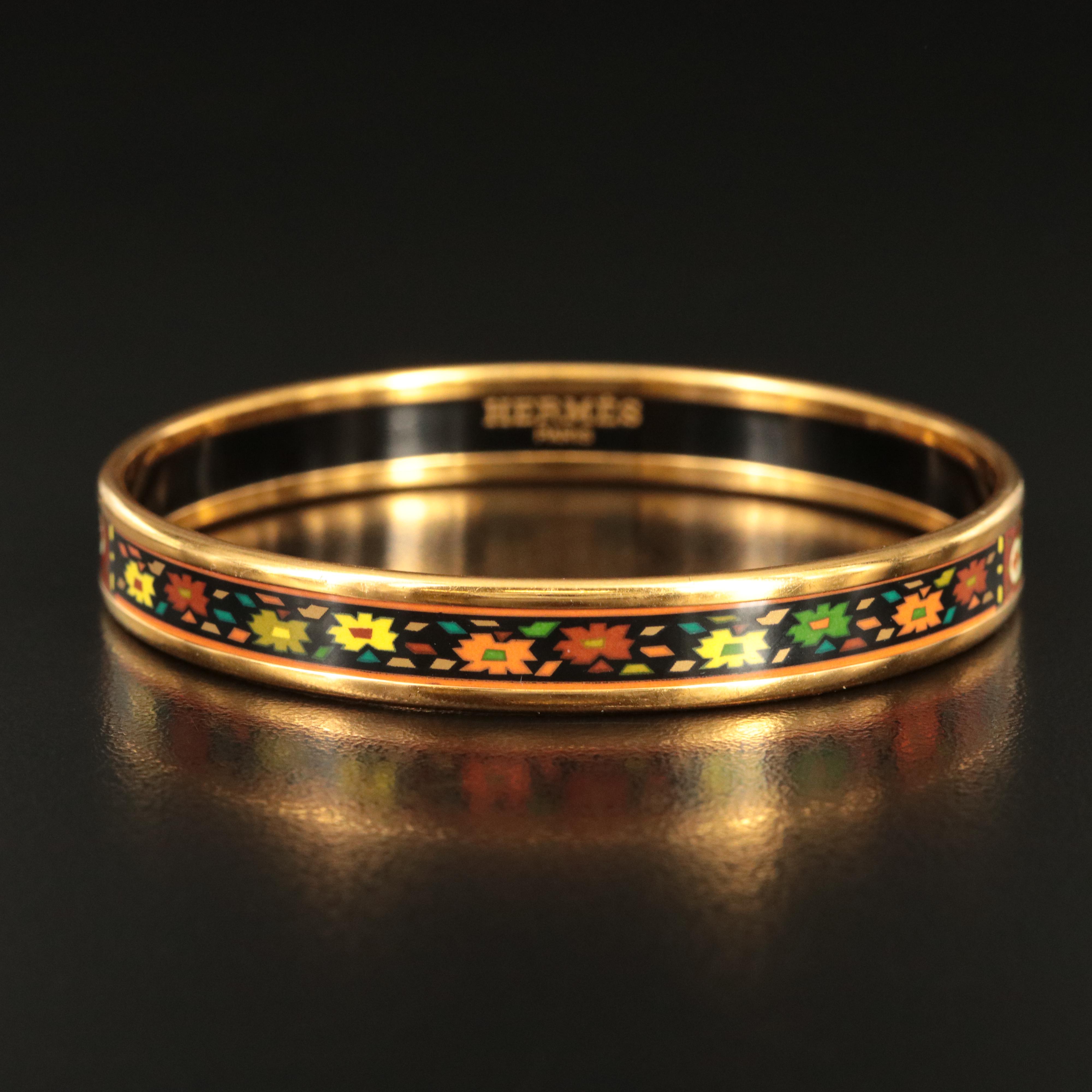 Hermès Narrow Enamel Bangle Bracelet