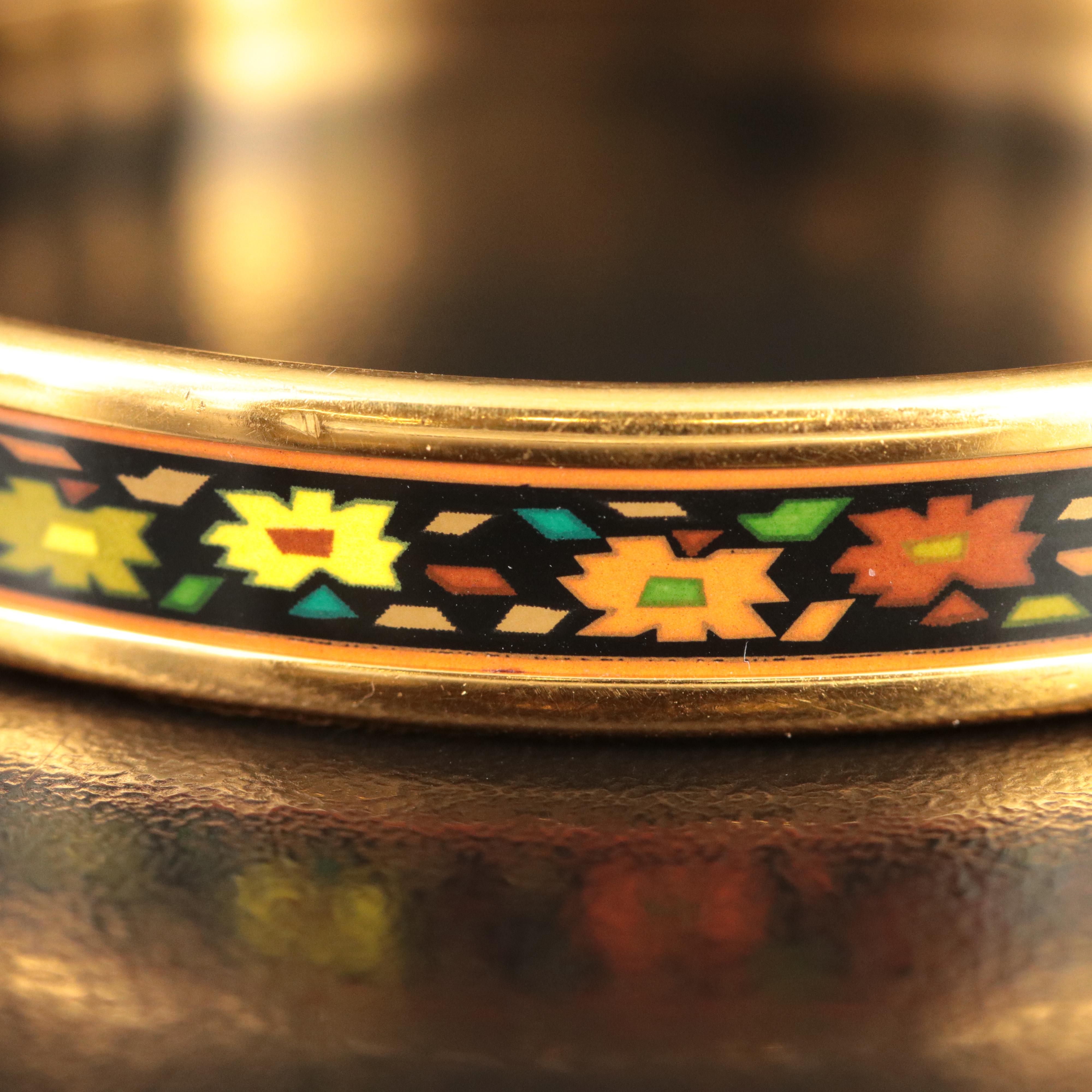Hermès Narrow Enamel Bangle Bracelet