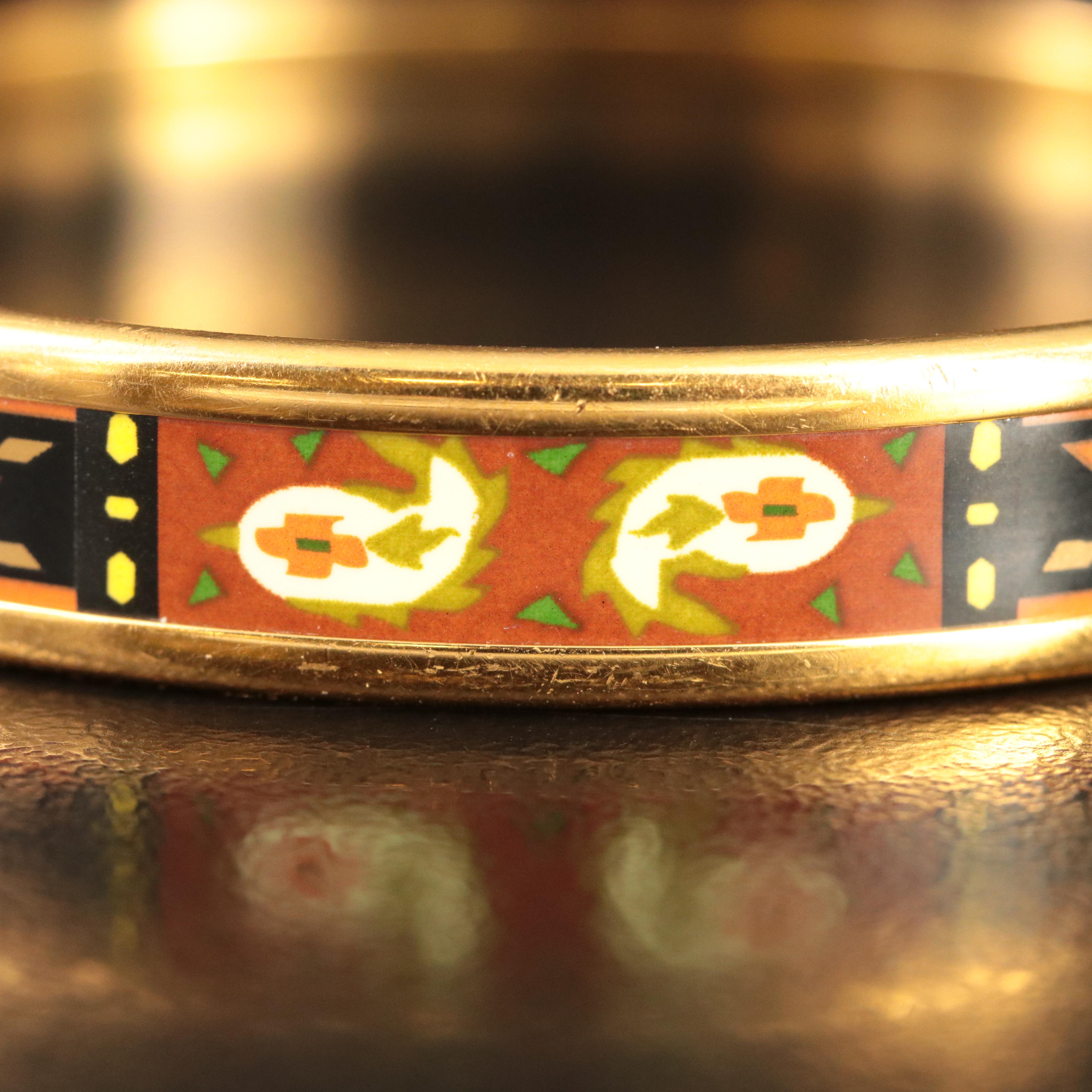 Hermès Narrow Enamel Bangle Bracelet
