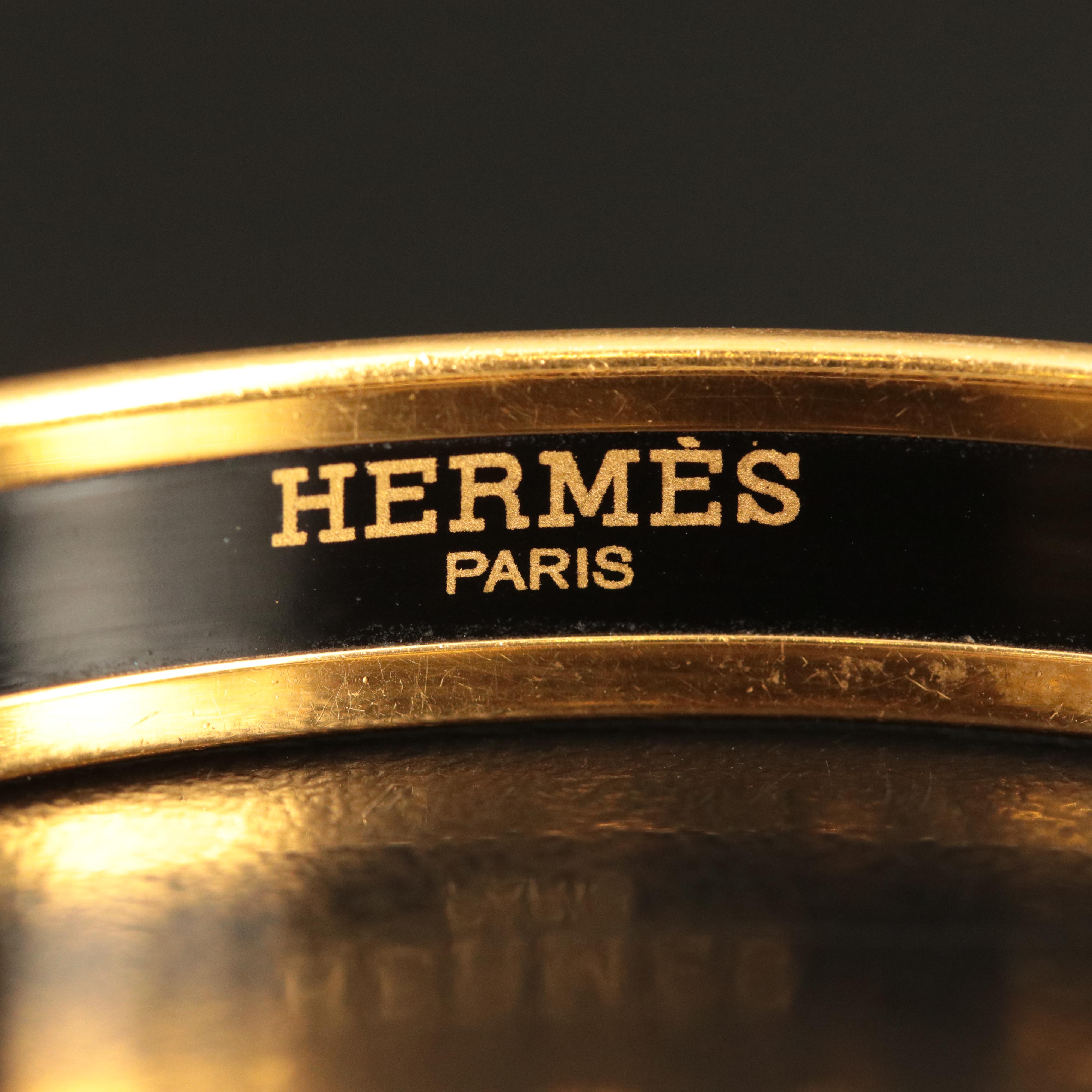 Hermès Narrow Enamel Bangle Bracelet