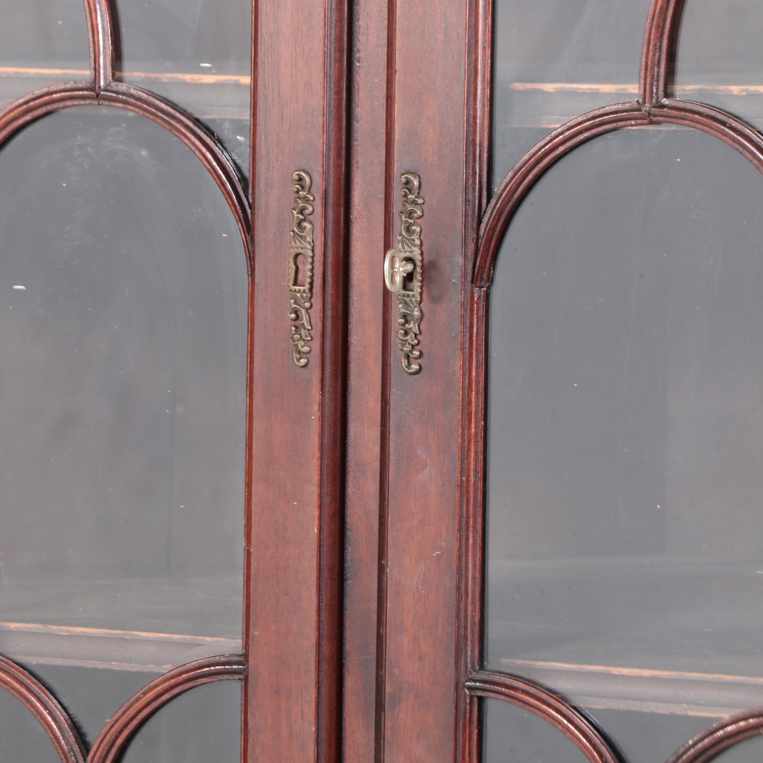 American Empire Mahogany Paw Foot Glass Front Corner Cabinet, Mid-Late 19th C.