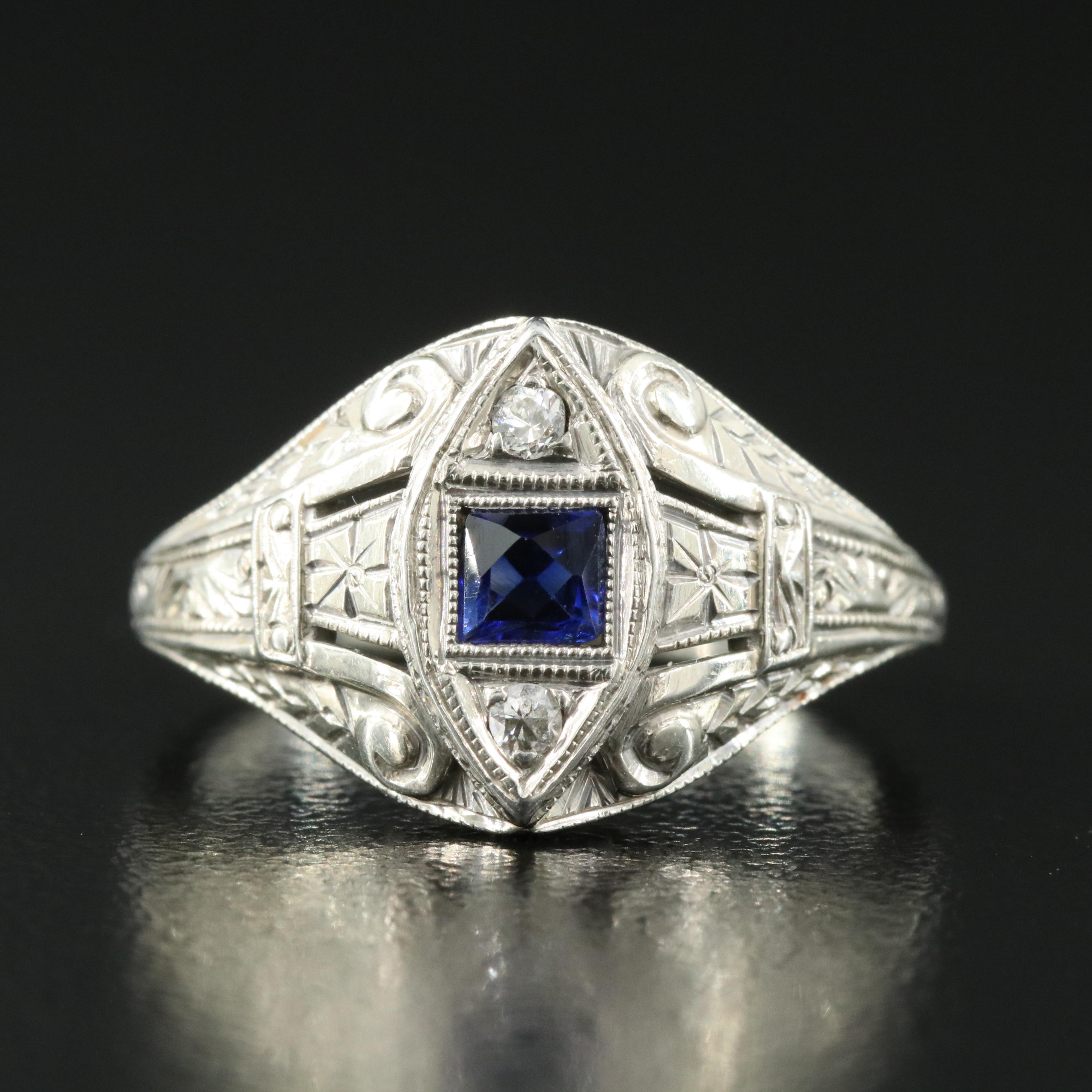 Antique 18K Sapphire and Diamond Ring