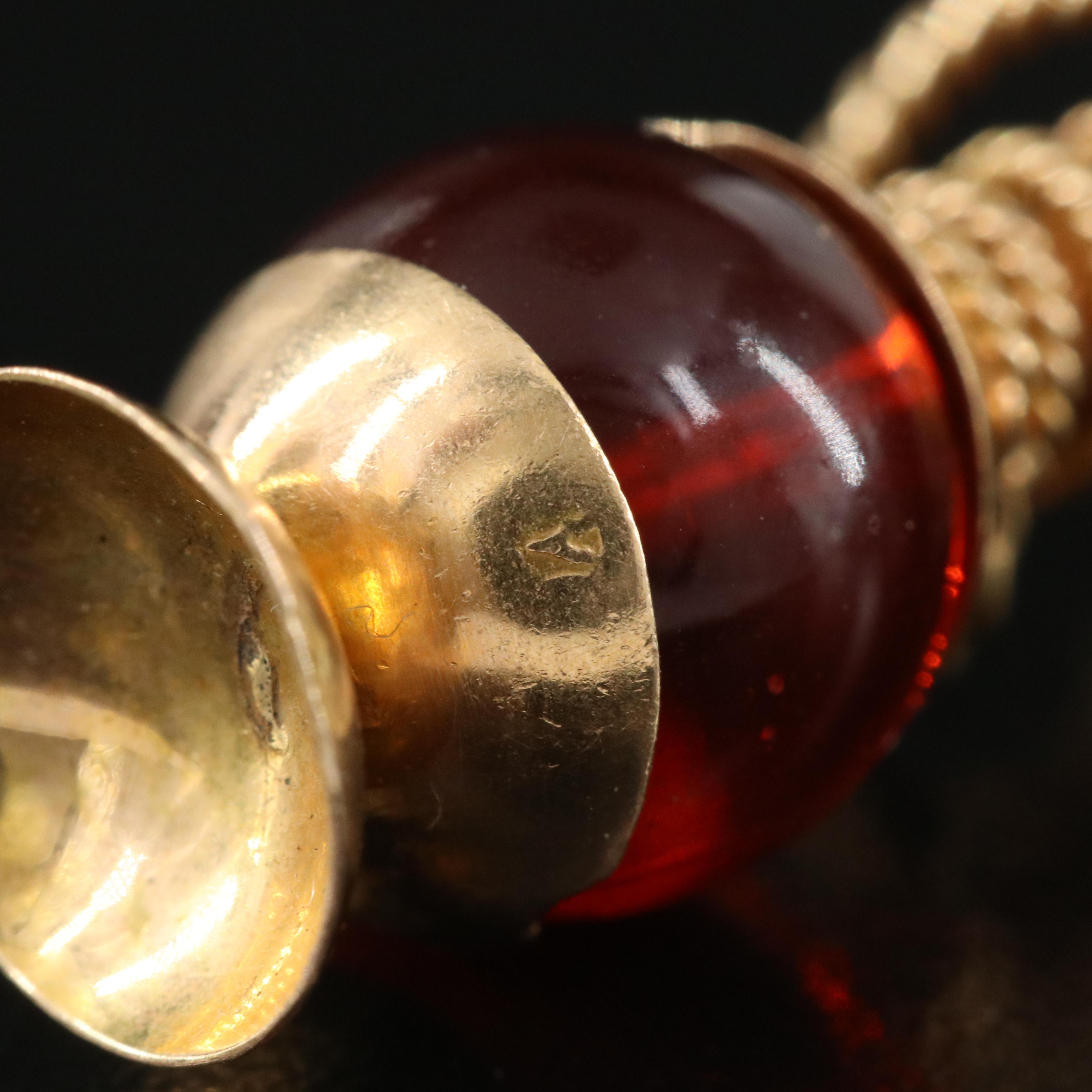 18K Coral and Glass Hookah Pendant