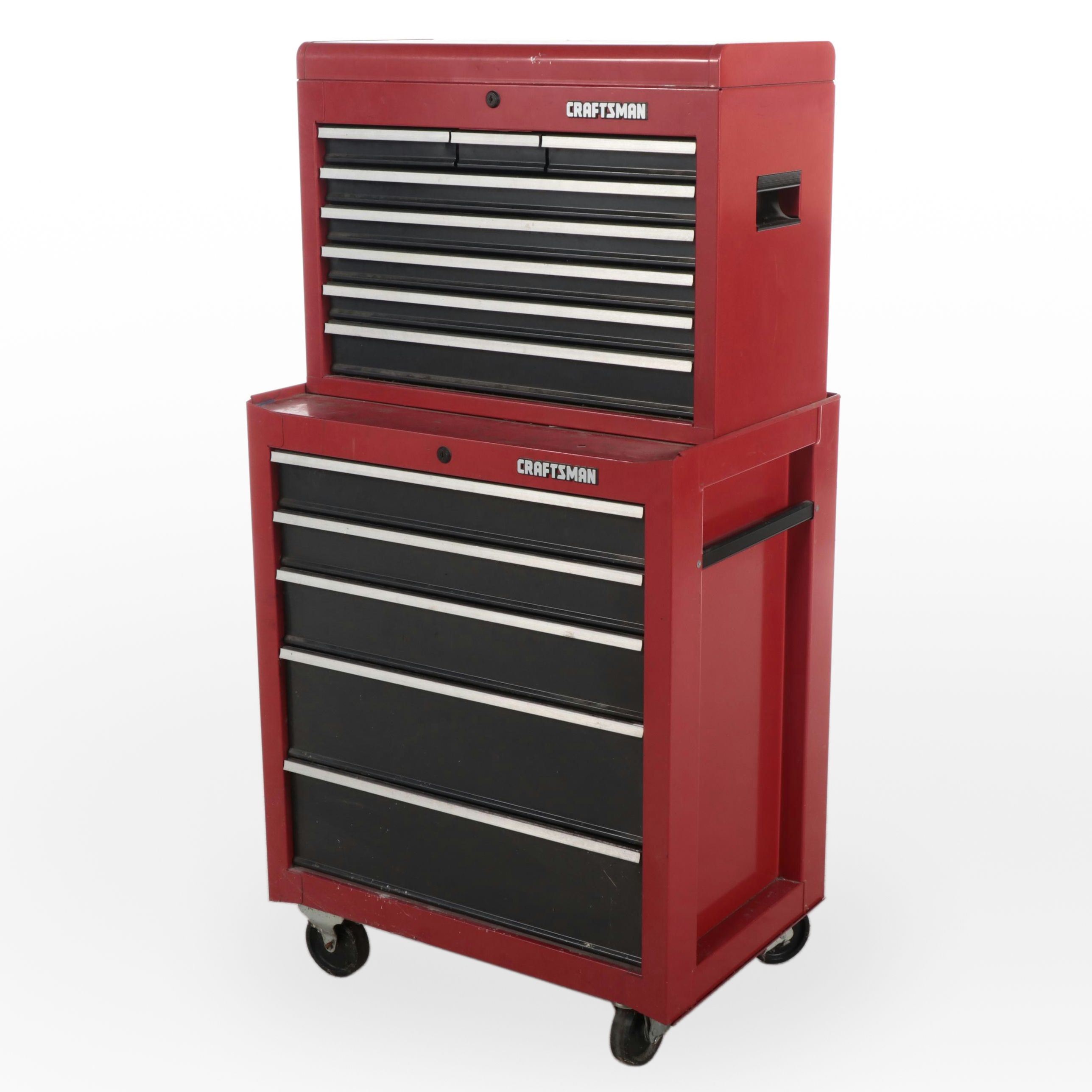 Craftsman Red Enameled Metal Locking Tool Chest with Assorted Tools