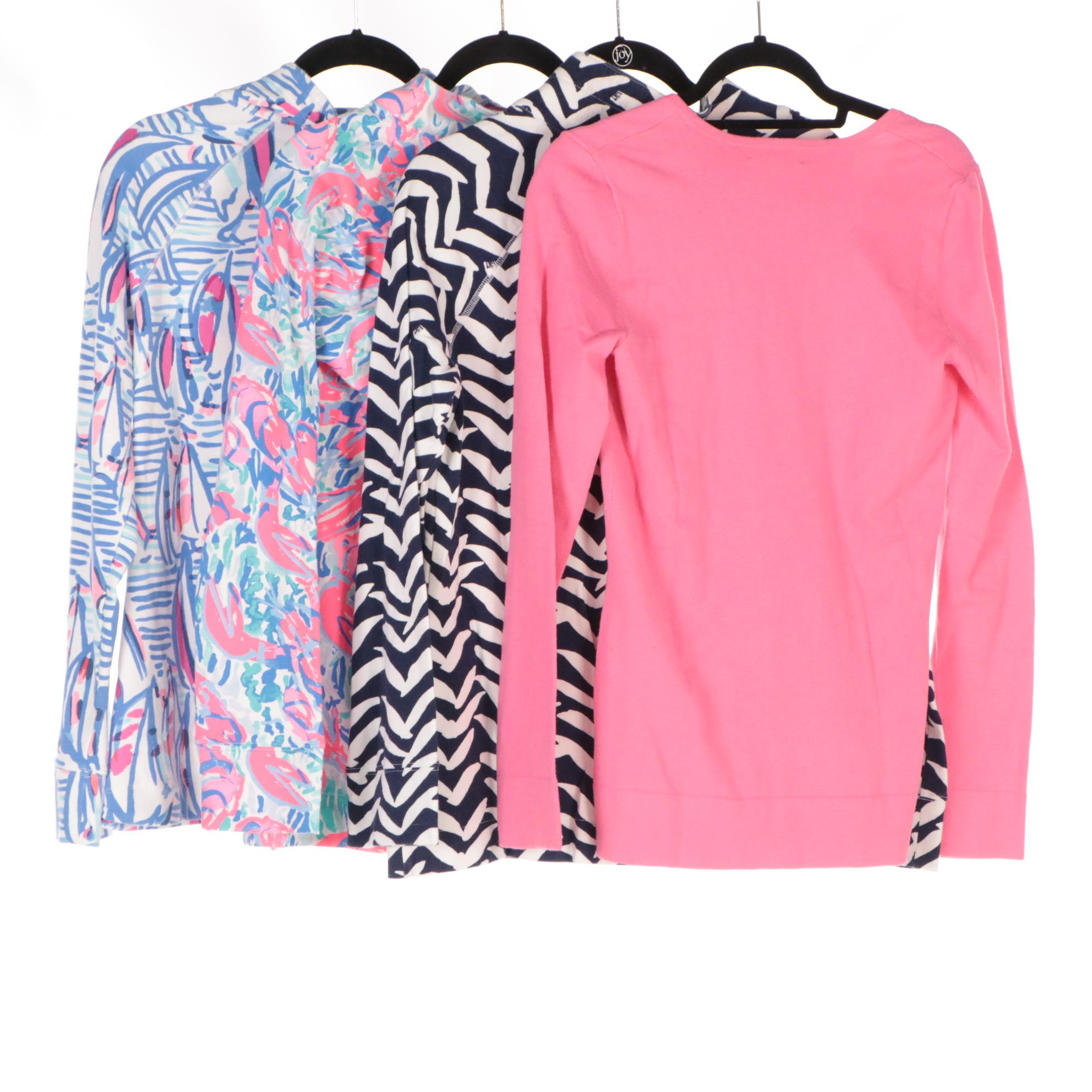 Lilly Pulitzer Printed Cotton Half-Zip Pullovers & Bubblegum Pink V-Neck Sweater