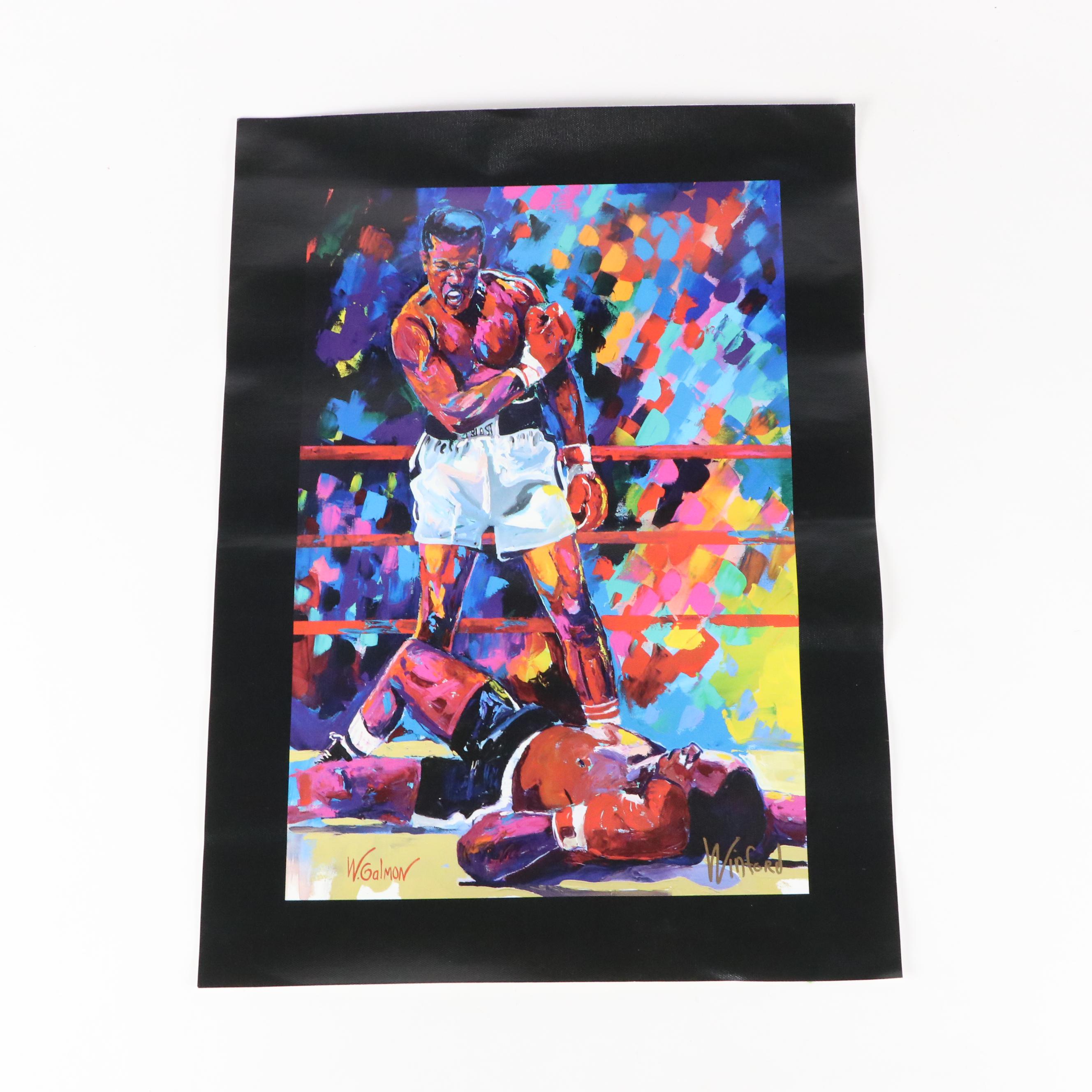 Jerry Rice and Muhammad Ali Artwork Signed By Winford Galmon