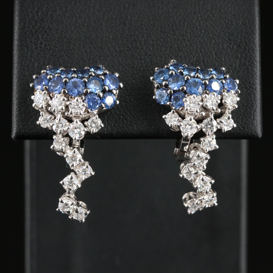 Damiani 18K 1.05 CTW Diamond and Sapphire Earrings
