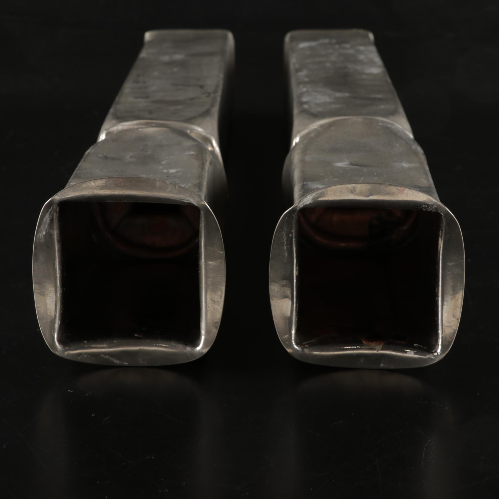 Metalist Thomas Roy Markusen Silver Plate Folded Brutalist Candle Holders, 1980s