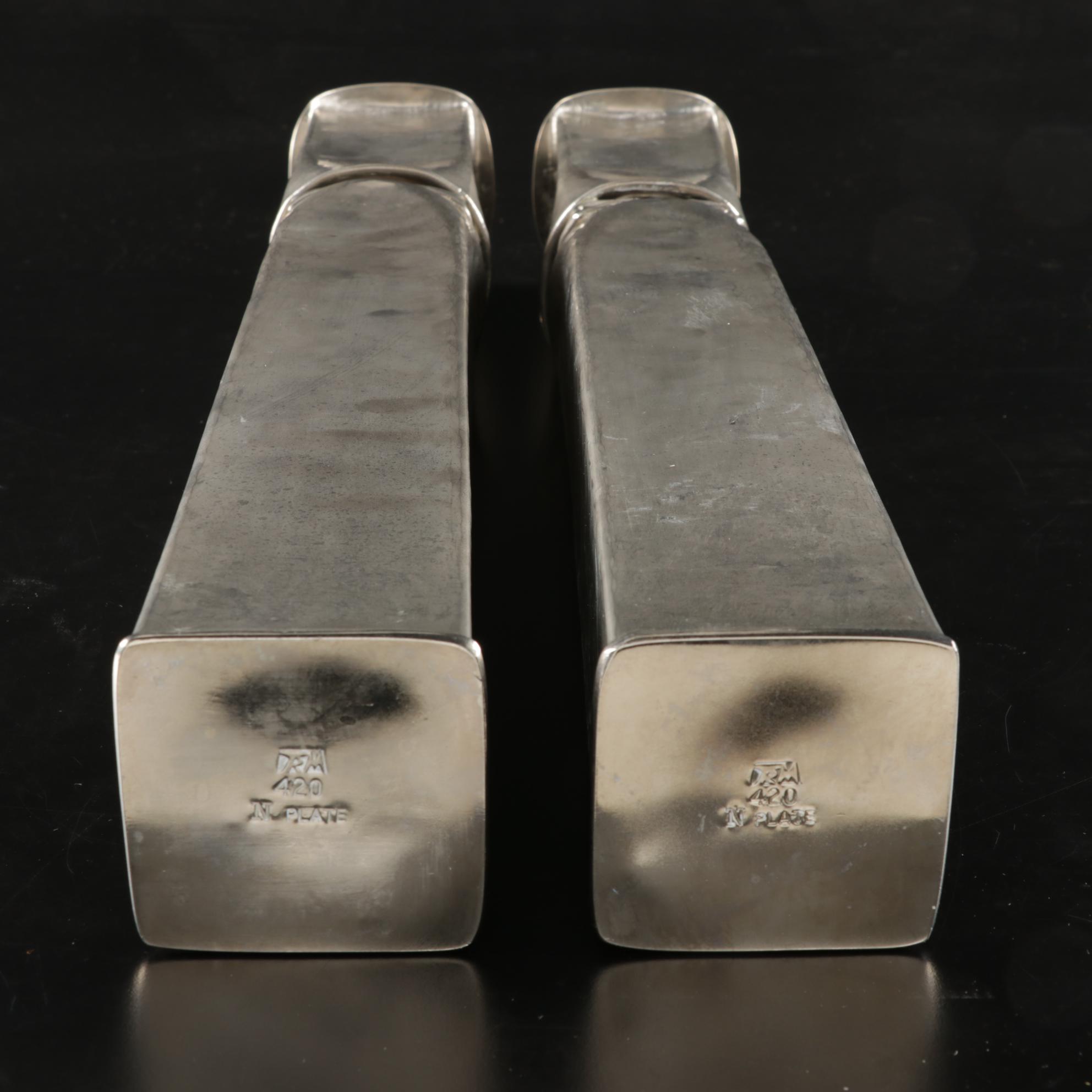 Metalist Thomas Roy Markusen Silver Plate Folded Brutalist Candle Holders, 1980s