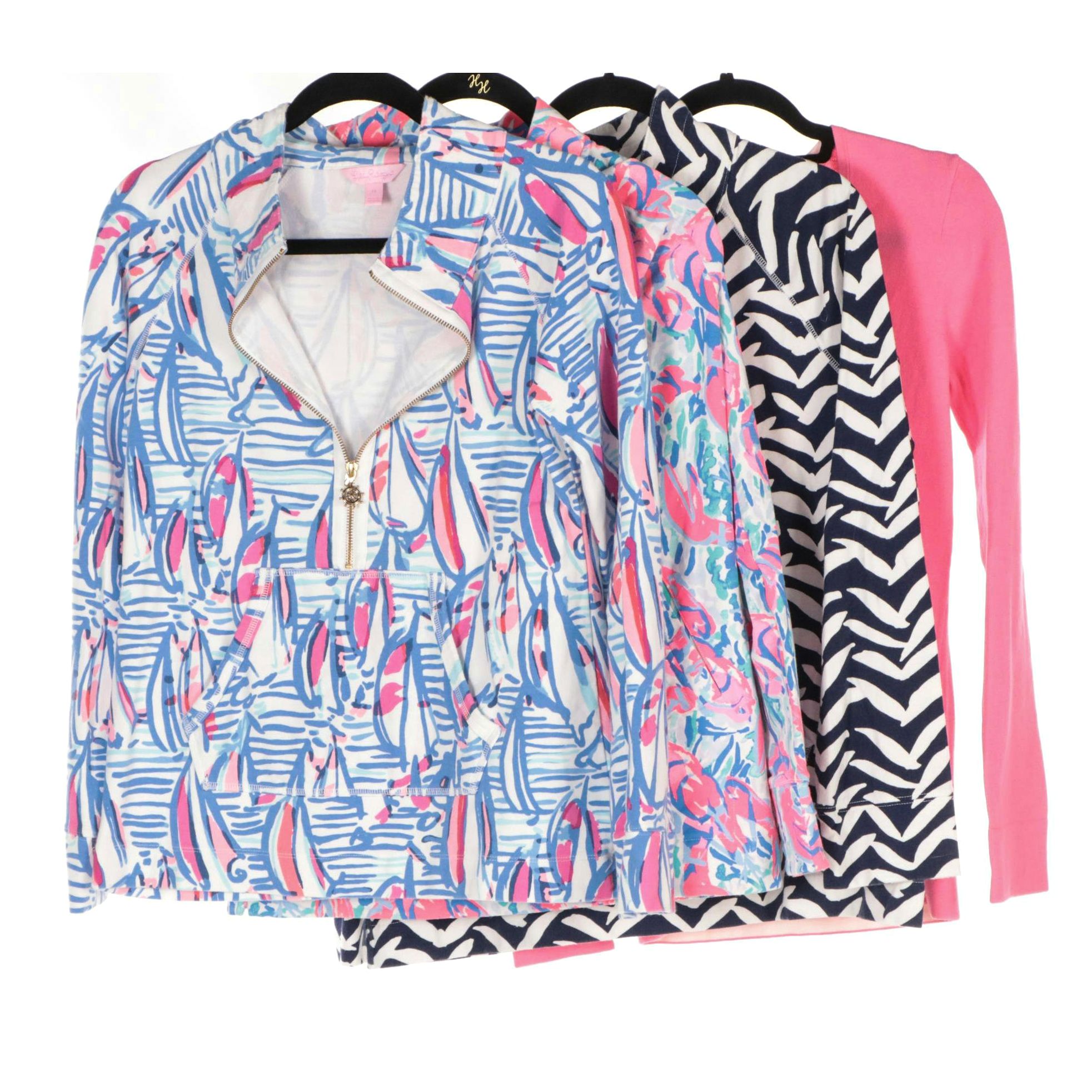 Lilly Pulitzer Printed Cotton Half-Zip Pullovers & Bubblegum Pink V-Neck Sweater