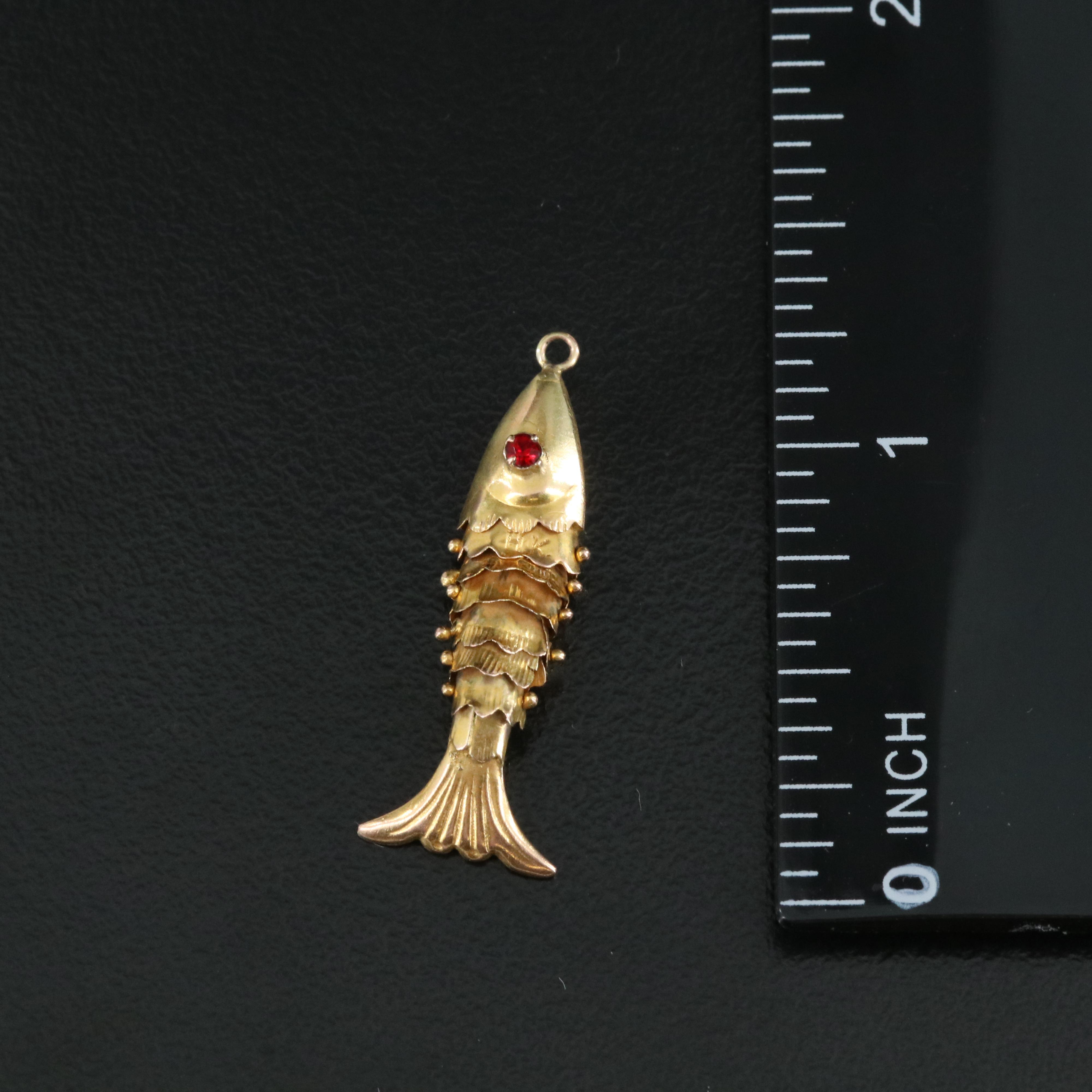 10K Glass Articulated Fish Pendant