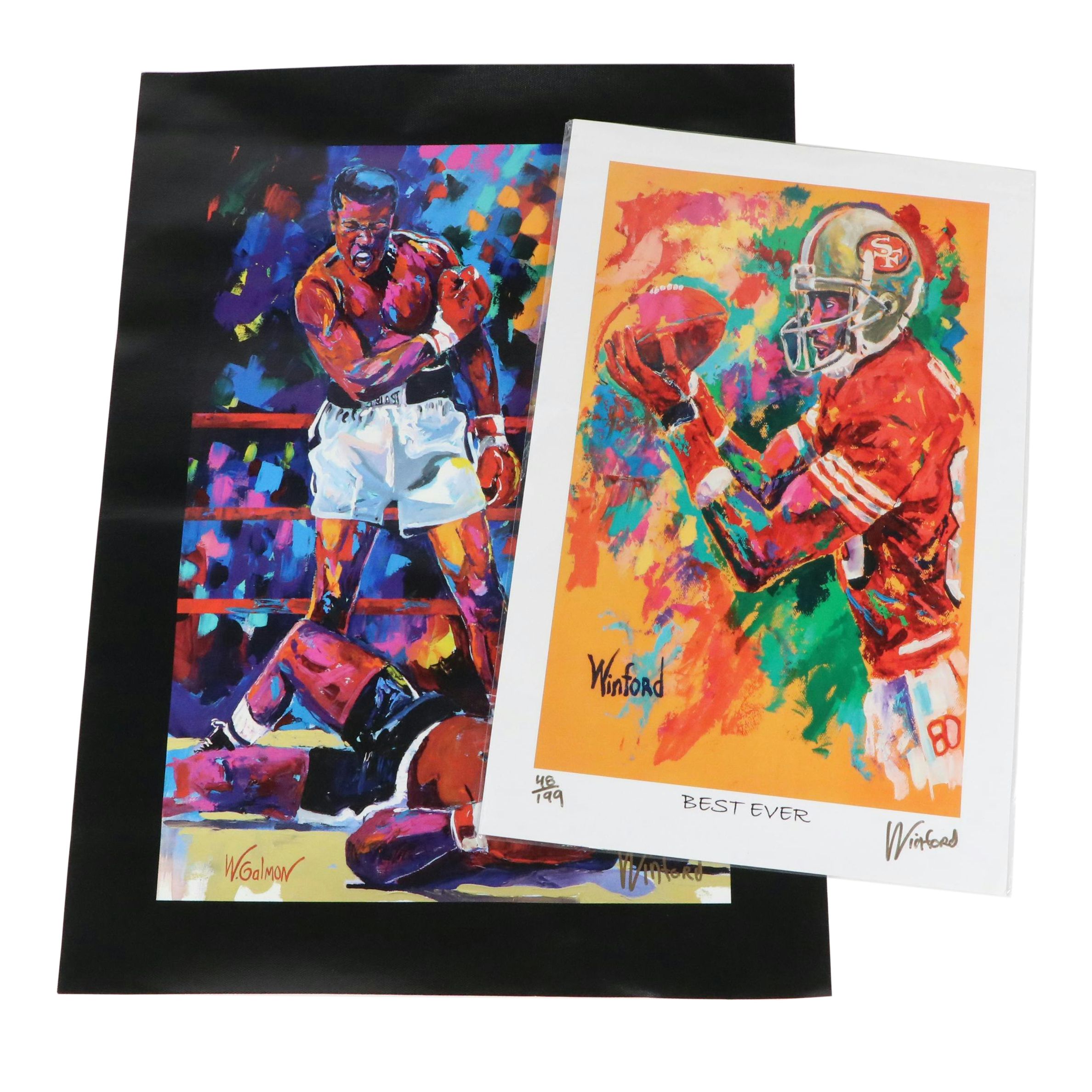 Jerry Rice and Muhammad Ali Artwork Signed By Winford Galmon