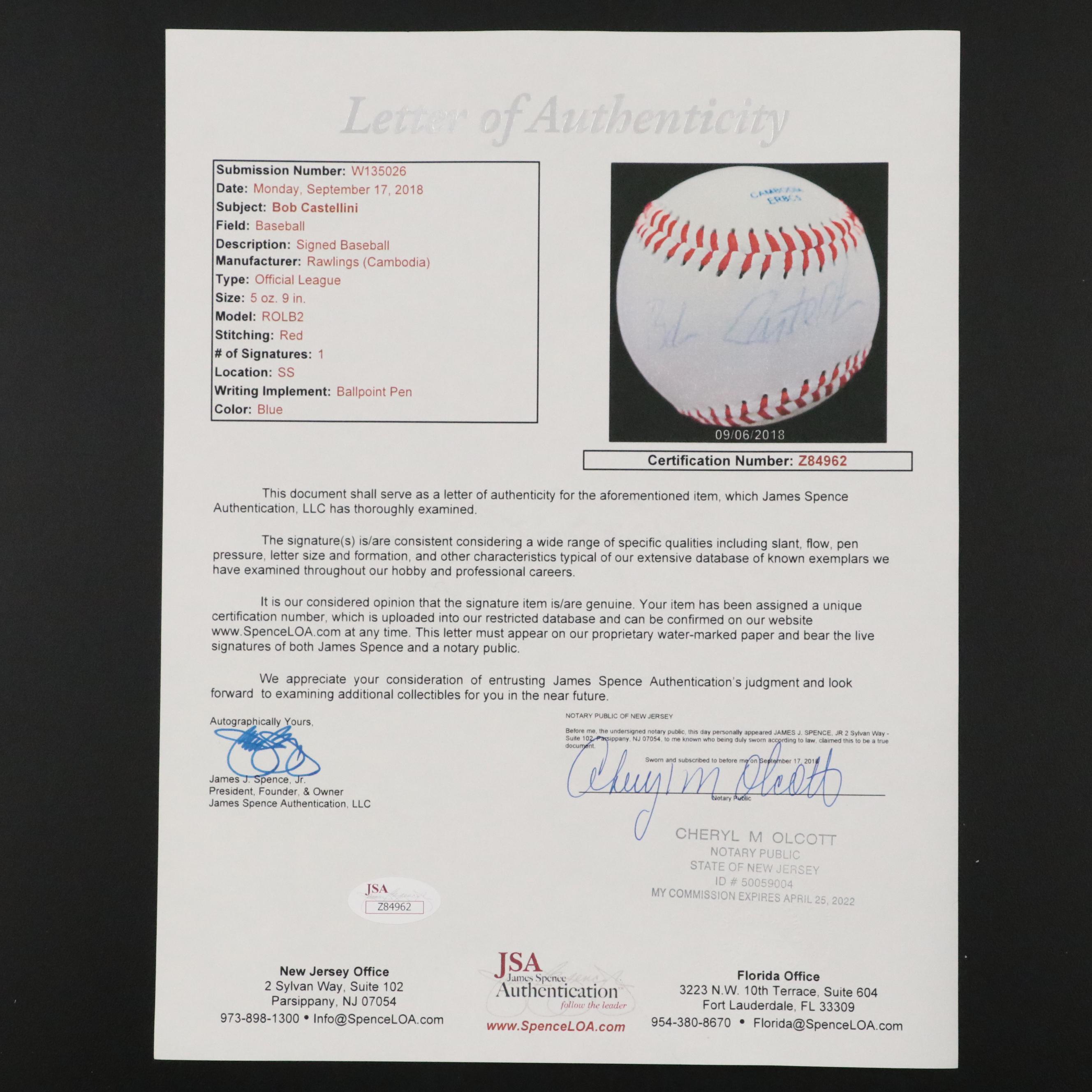 Marty Brennaman, Dusty Baker, Rob Dibble, and Bob Castellini Signed Baseballs