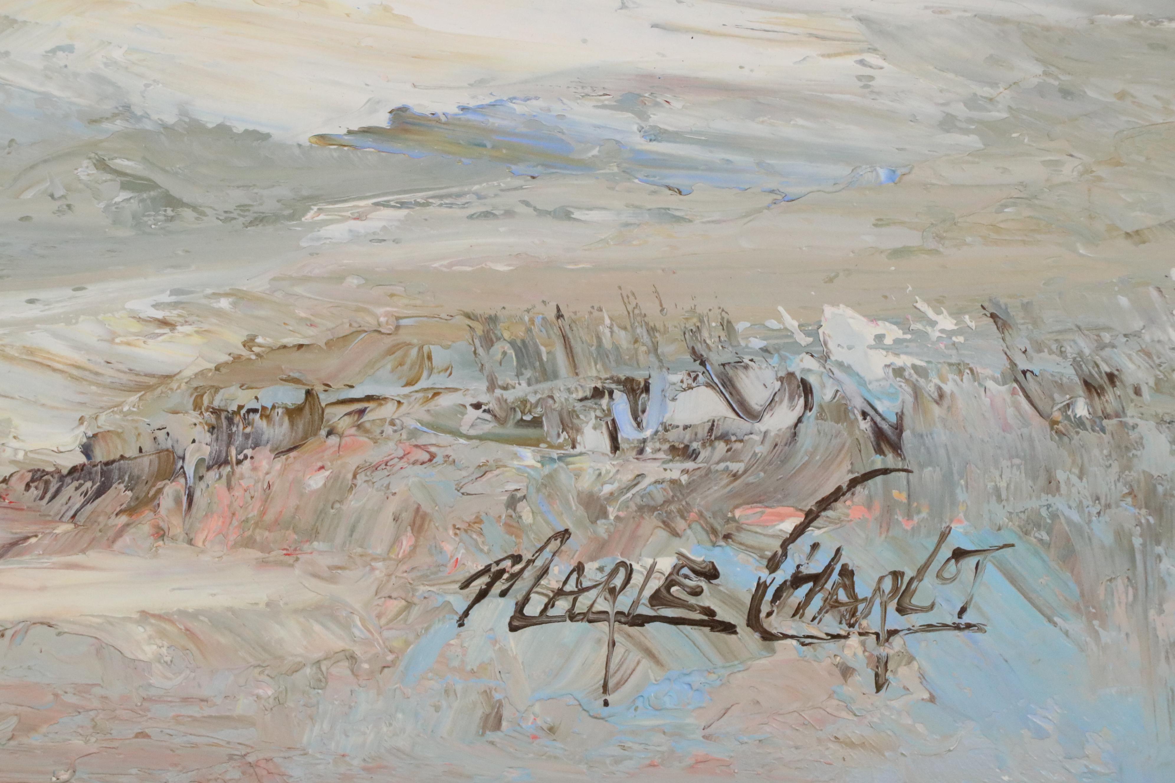 Marie Charlot Victorian Beach Scene Impressionist Style Oil Painting