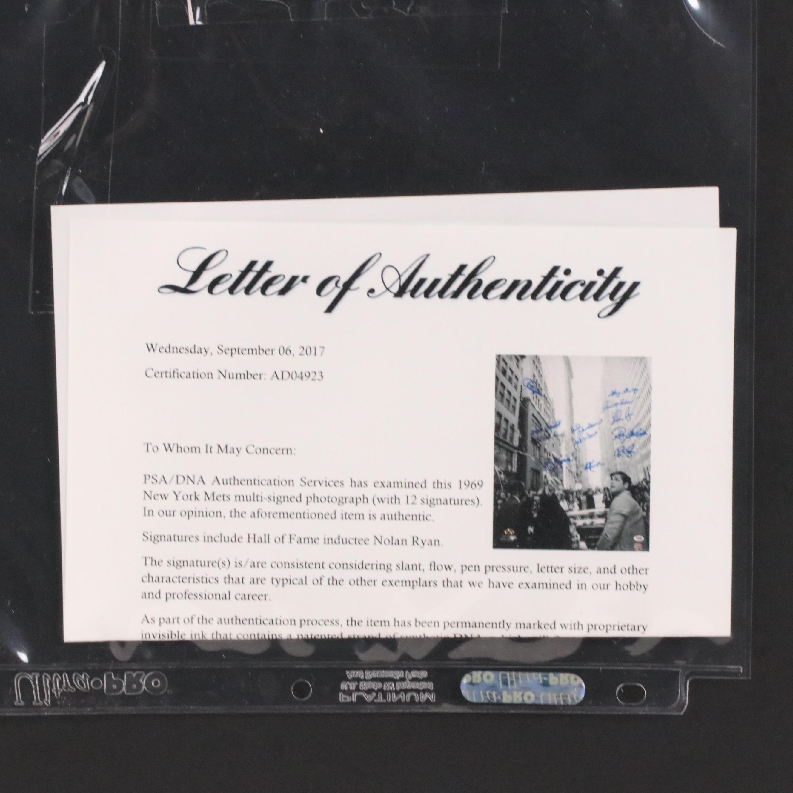 New York Mets Team Signed 1969 World Series Champions Display with Nolan Ryan