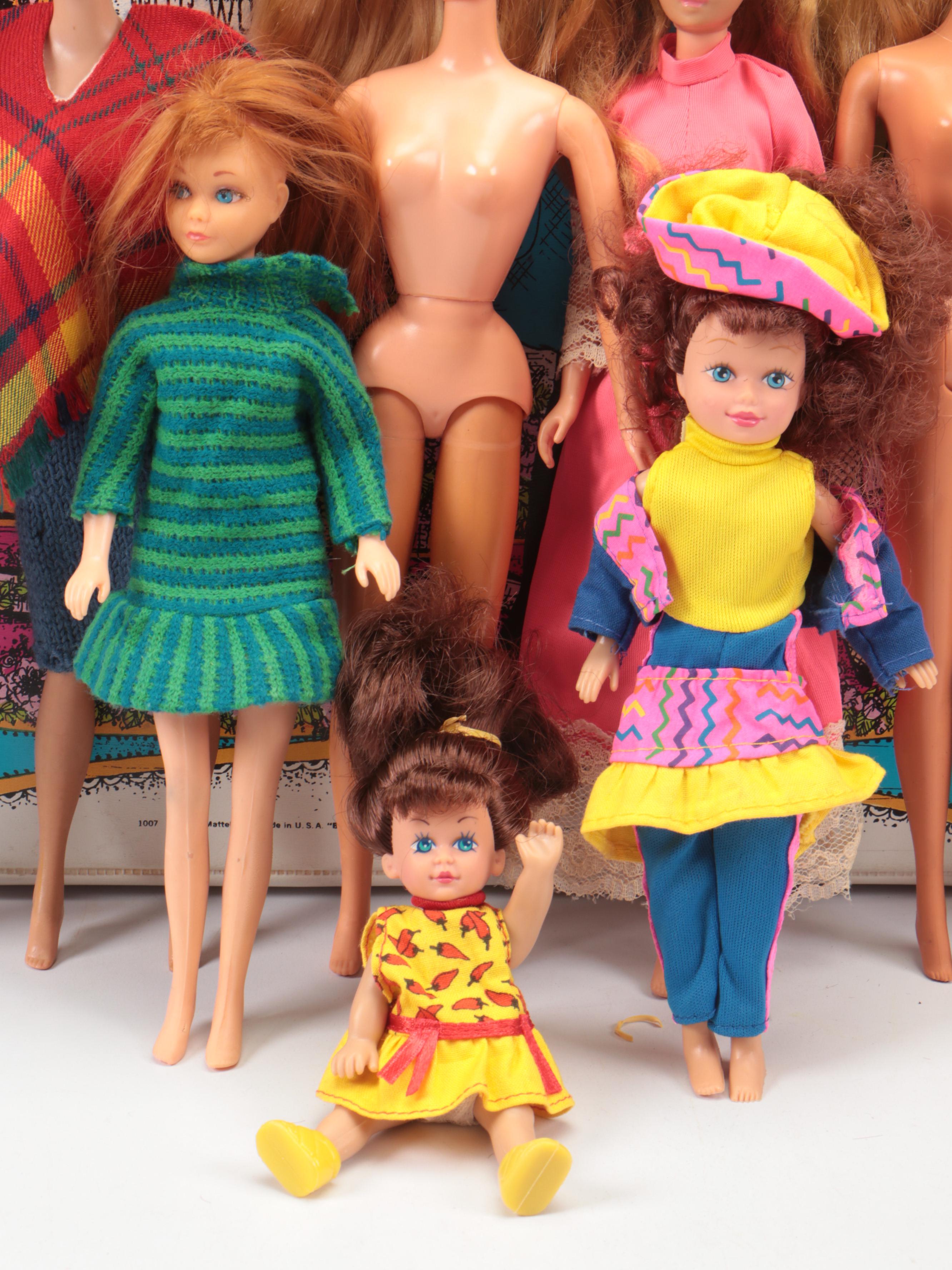 Malibu, Twist 'N Turn and Other Barbie Dolls with Clothes, Furniture and Case