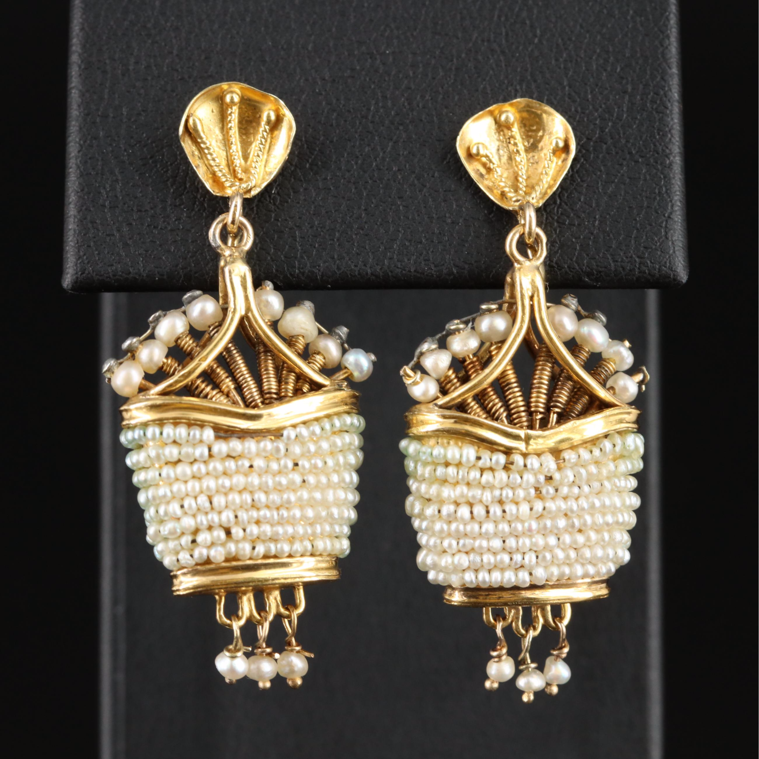 Vintage 14K Pearl Drop Earrings