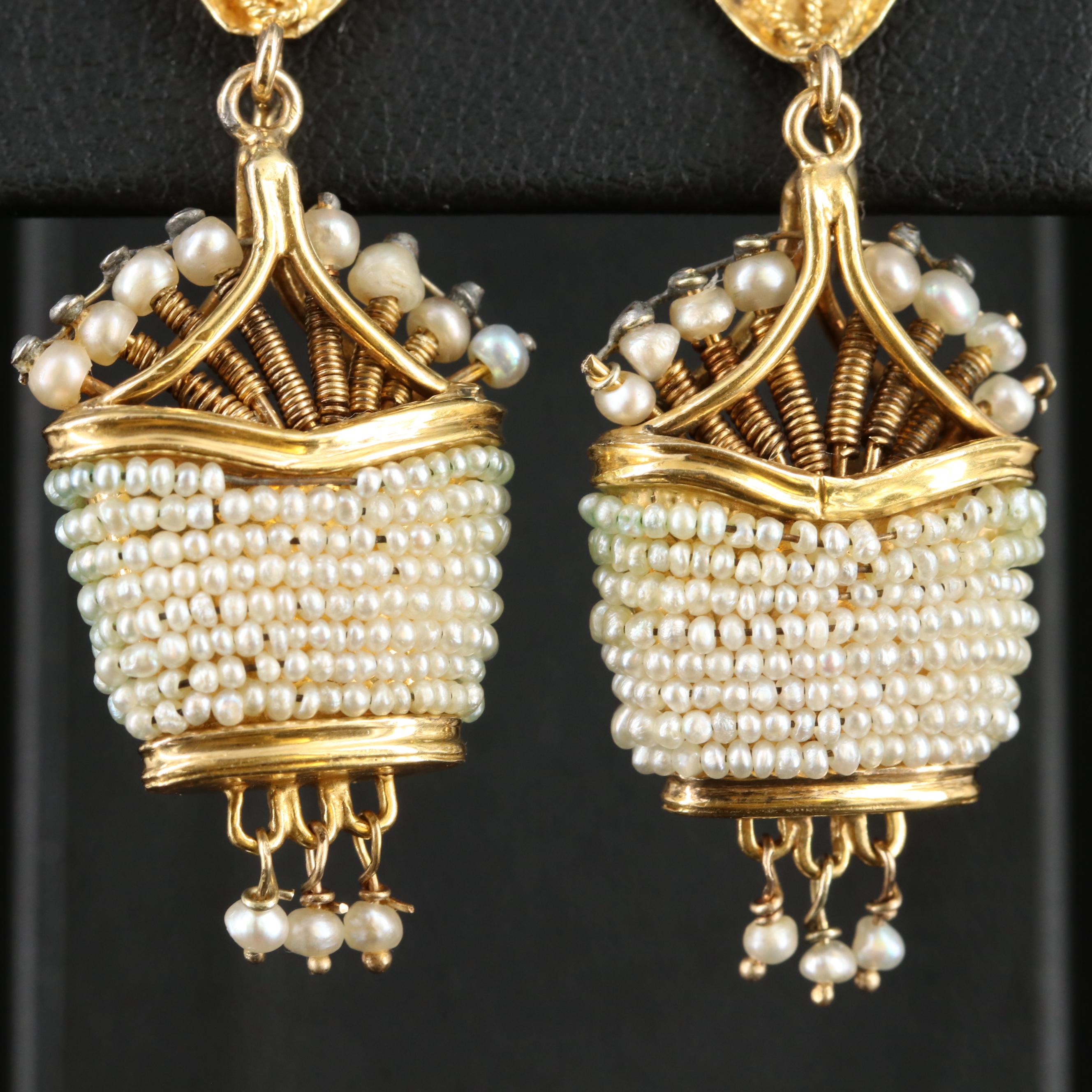 Vintage 14K Pearl Drop Earrings