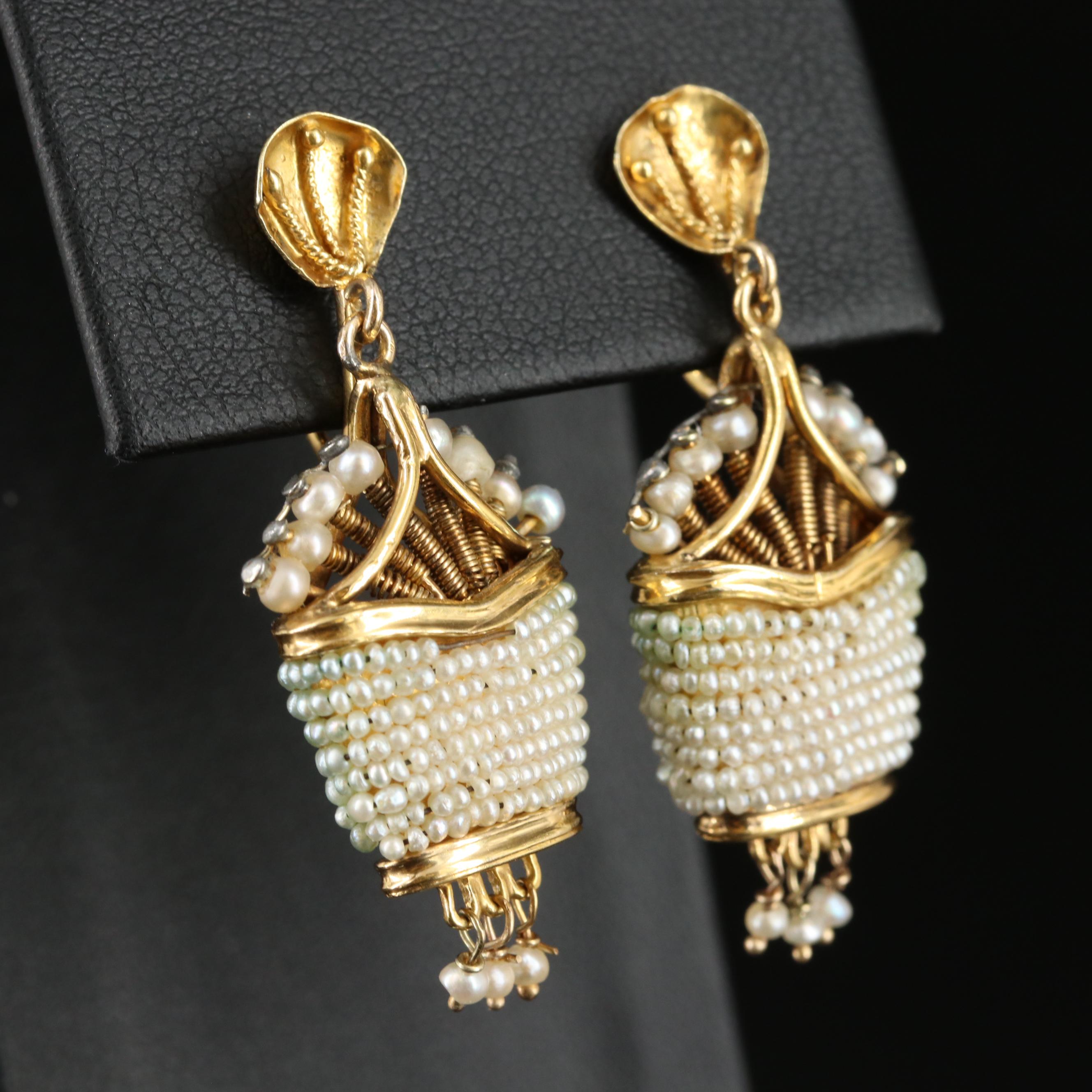 Vintage 14K Pearl Drop Earrings
